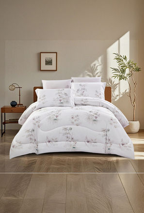 Lifestyle Queen Floral Print 4 Piece Reversible Comforter Set - 170x240cms-household-image-1