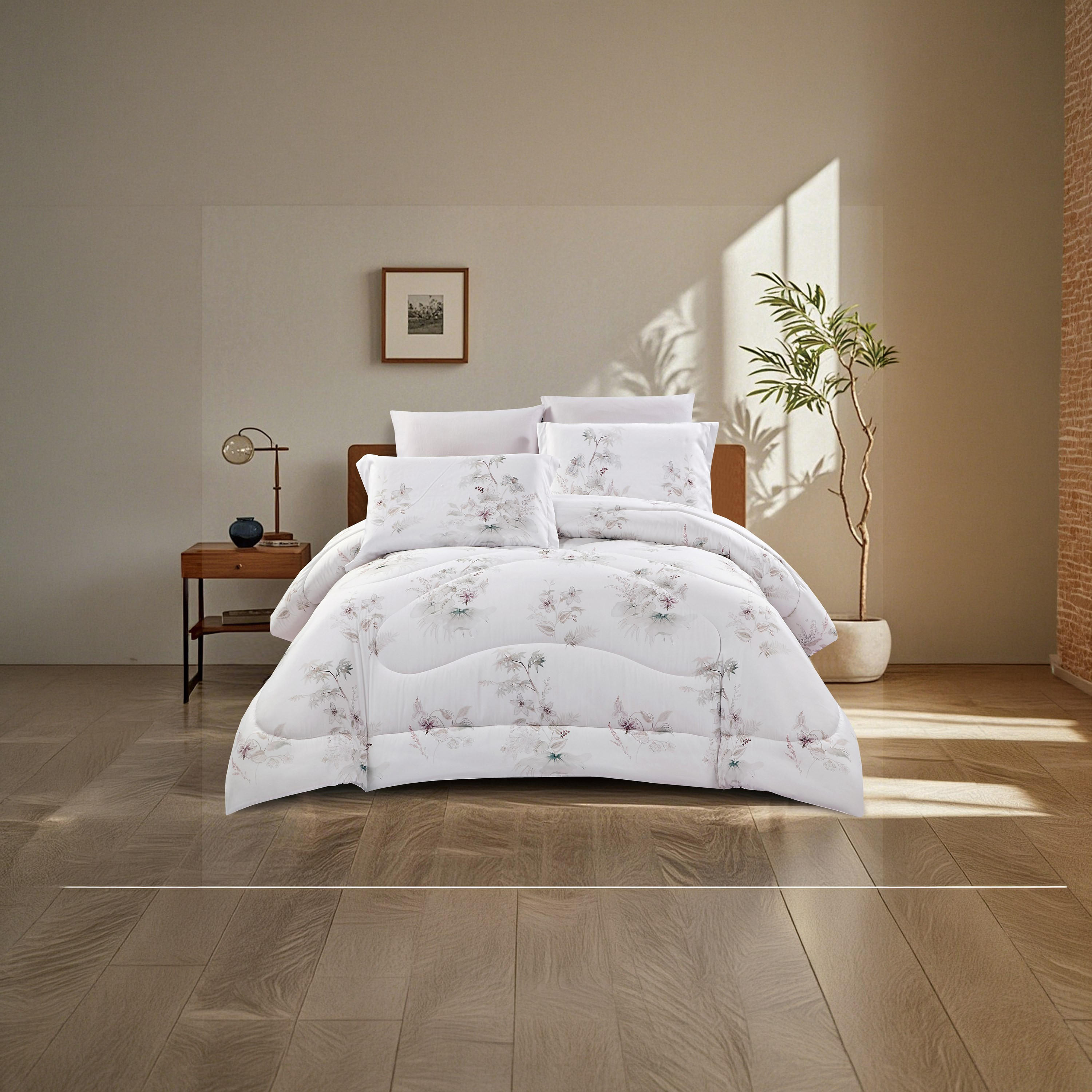 طقم لحاف قابل للعكس من 4 قطع بنقشة زهور من لايف ستايل كوين - 170 × 240 سم-household-bedding-comfortersandbedspreads-comforters-image-1