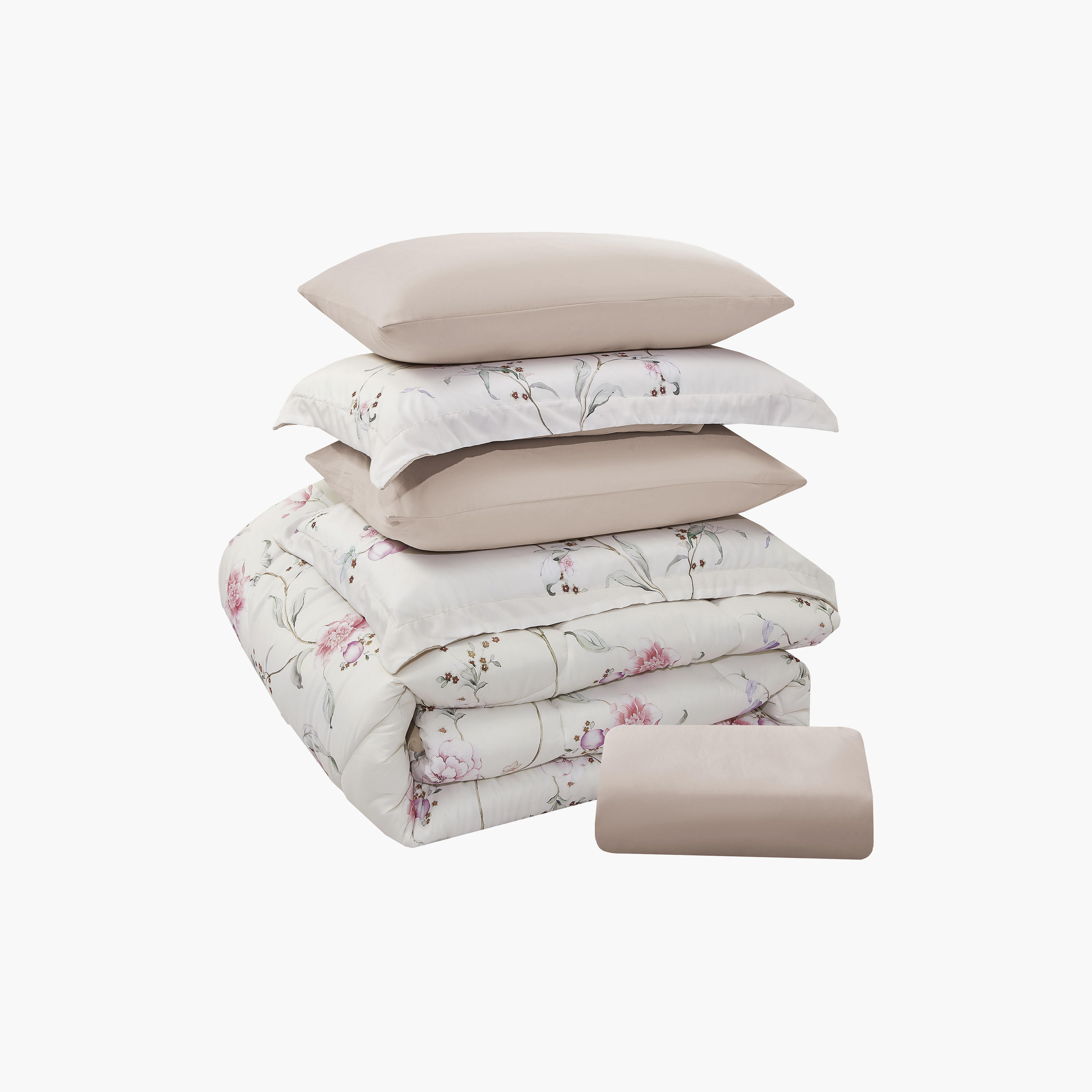 طقم لحاف قابل للعكس من 4 قطع بنقشة زهور من لايف ستايل كوين - 170 × 240 سم-household-bedding-comfortersandbedspreads-comforters-image-7
