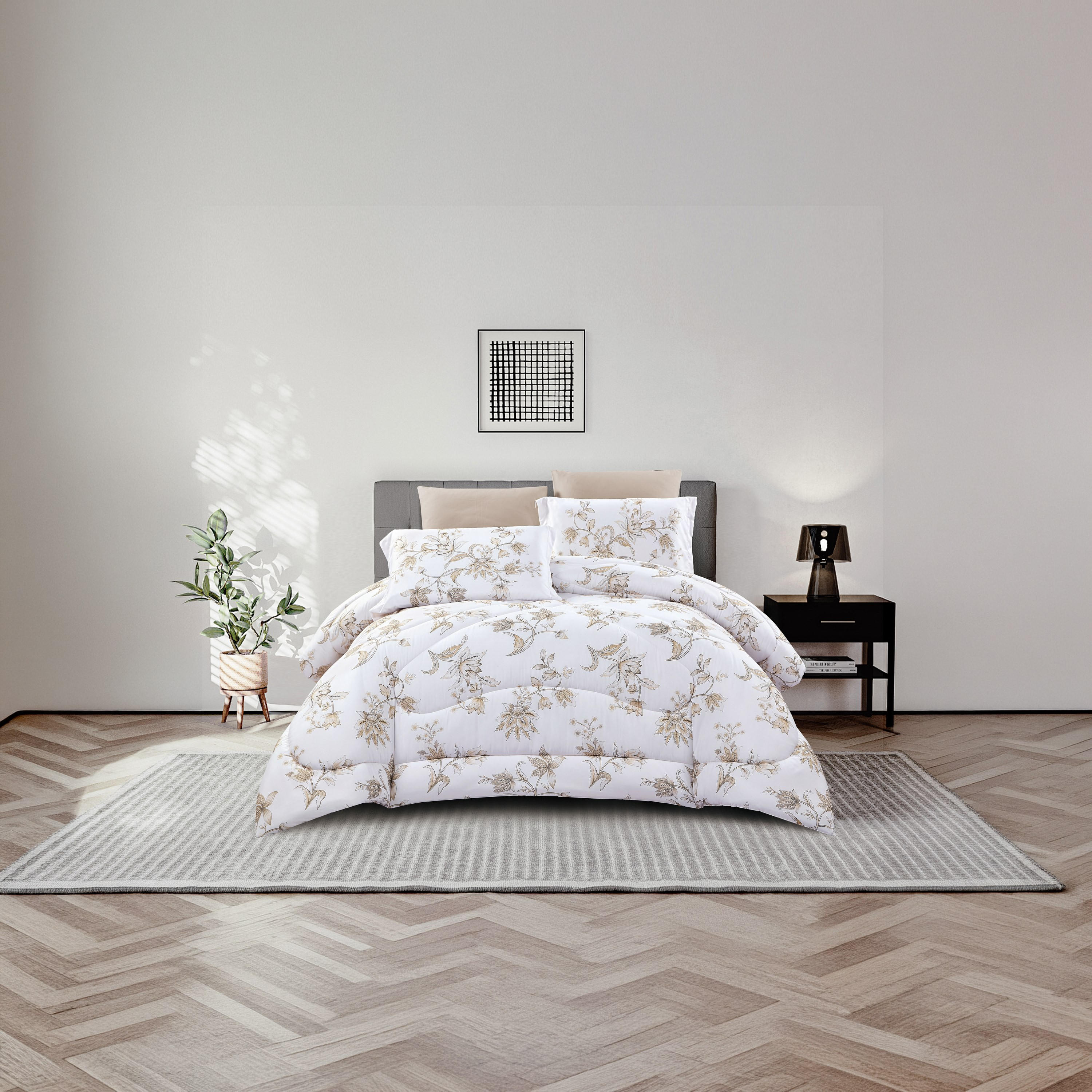 طقم لحاف قابل للعكس من 4 قطع بنقشة زهور من لايف ستايل كوين - 170 × 240 سم-household-bedding-comfortersandbedspreads-comforters-image-15