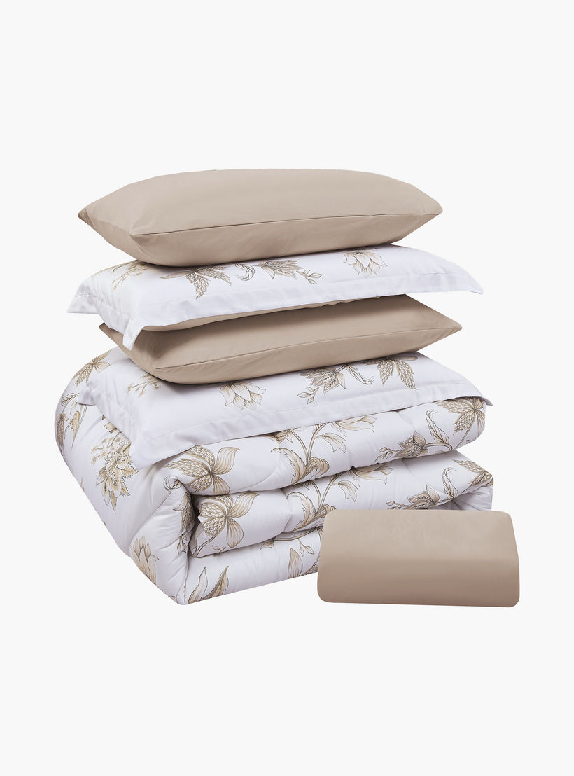 Lifestyle Queen Floral Print 4 Piece Reversible Comforter Set - 170x240cms-household-bedding-comfortersandbedspreads-comforters-image-7