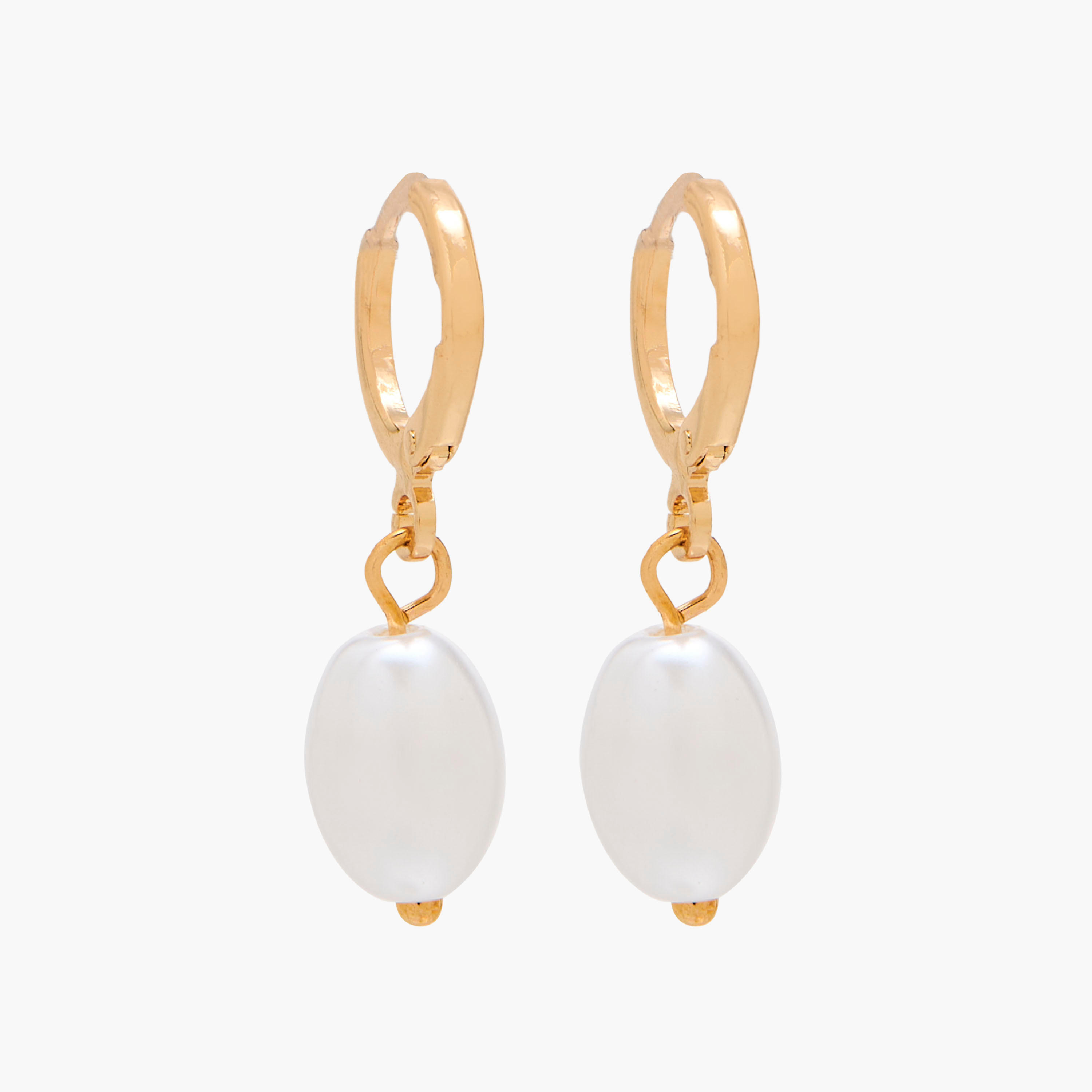 Pearl Drop Hoop Earring with Huggie Leverback Closure-women-watchesandjewellery-jewellery-earrings-image-1