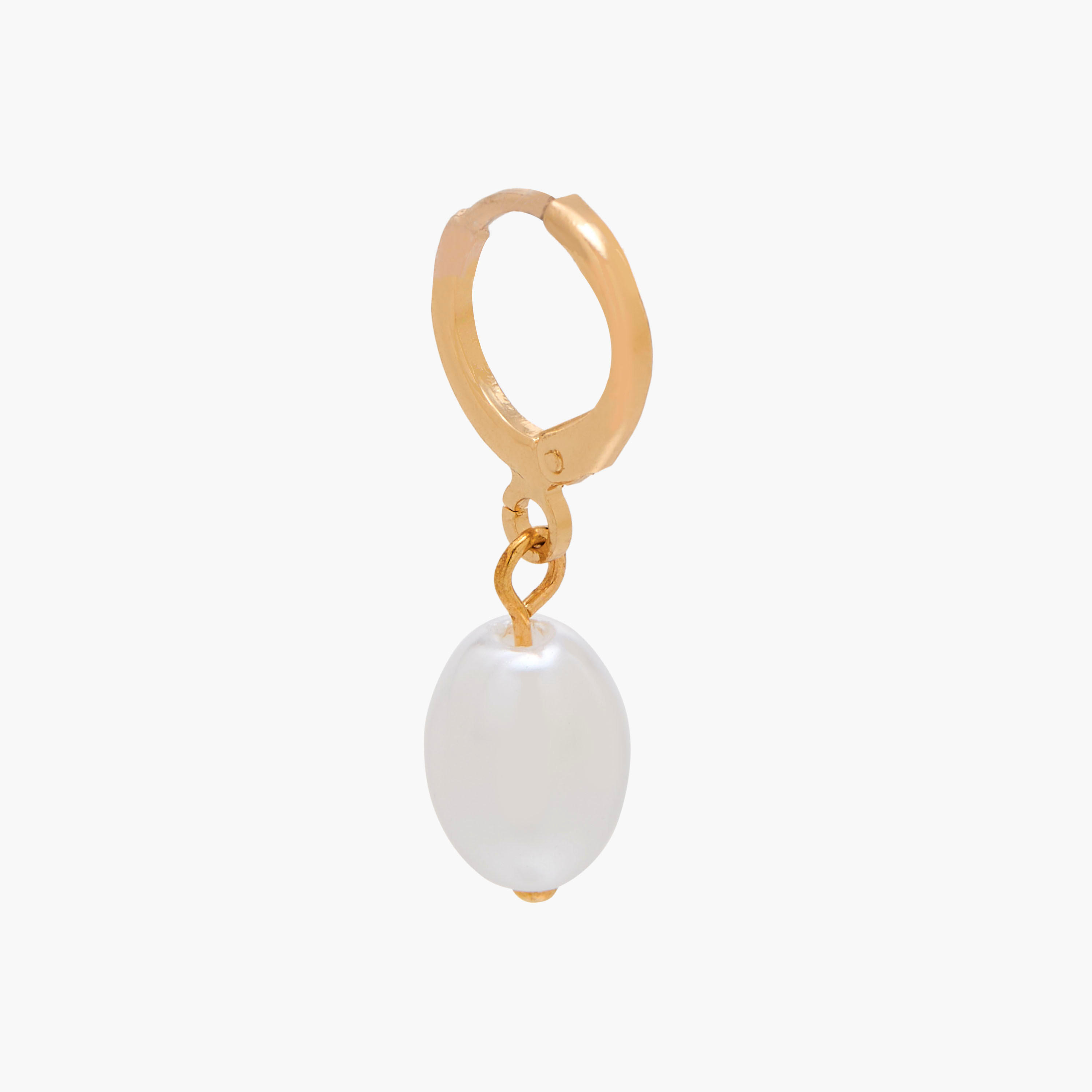 Pearl Drop Hoop Earring with Huggie Leverback Closure-women-watchesandjewellery-jewellery-earrings-image-2