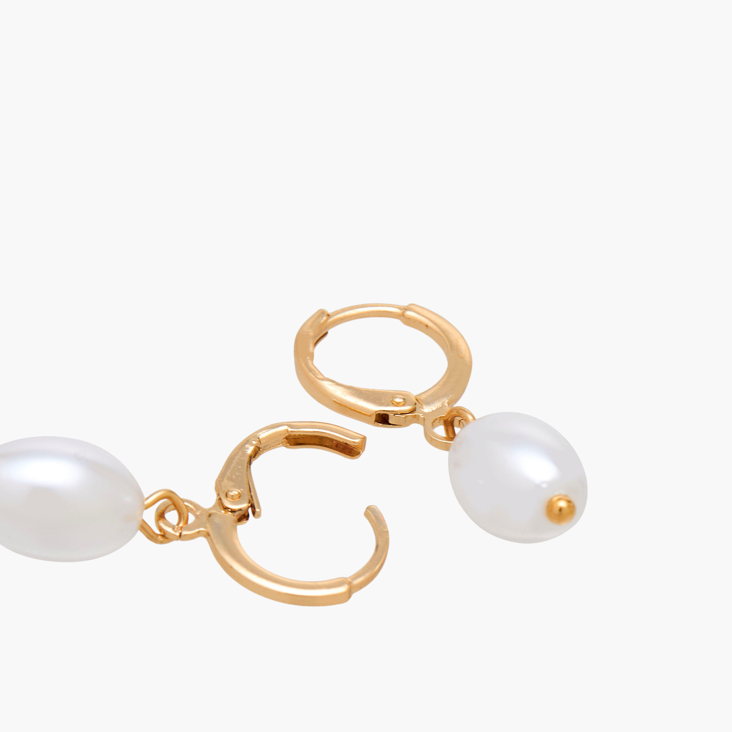 Pearl Drop Hoop Earring with Huggie Leverback Closure-women-watchesandjewellery-jewellery-earrings-image-4
