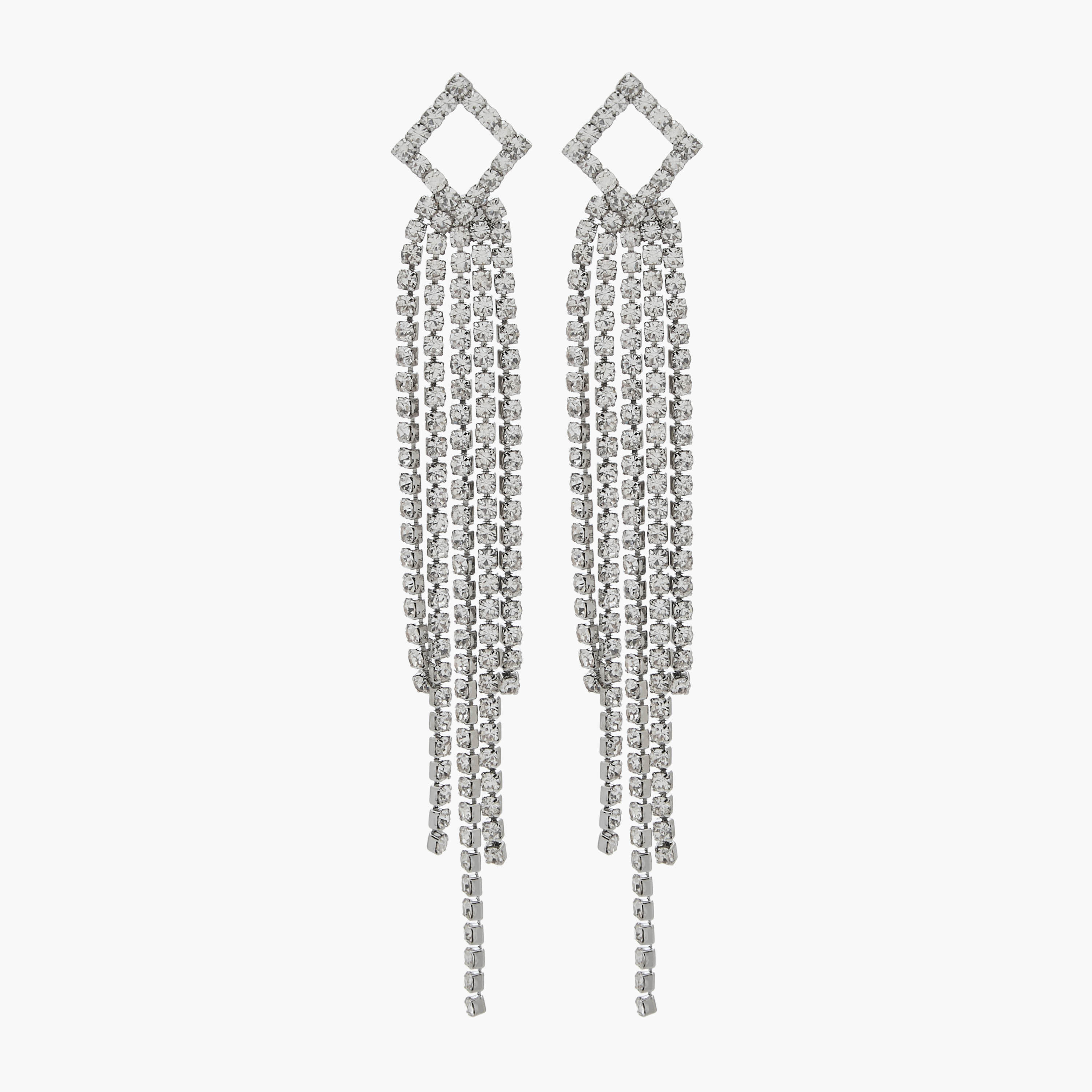 Silver Tone Embellished Dangling Earrings with Pushback Closure-women-watchesandjewellery-jewellery-earrings-image-1