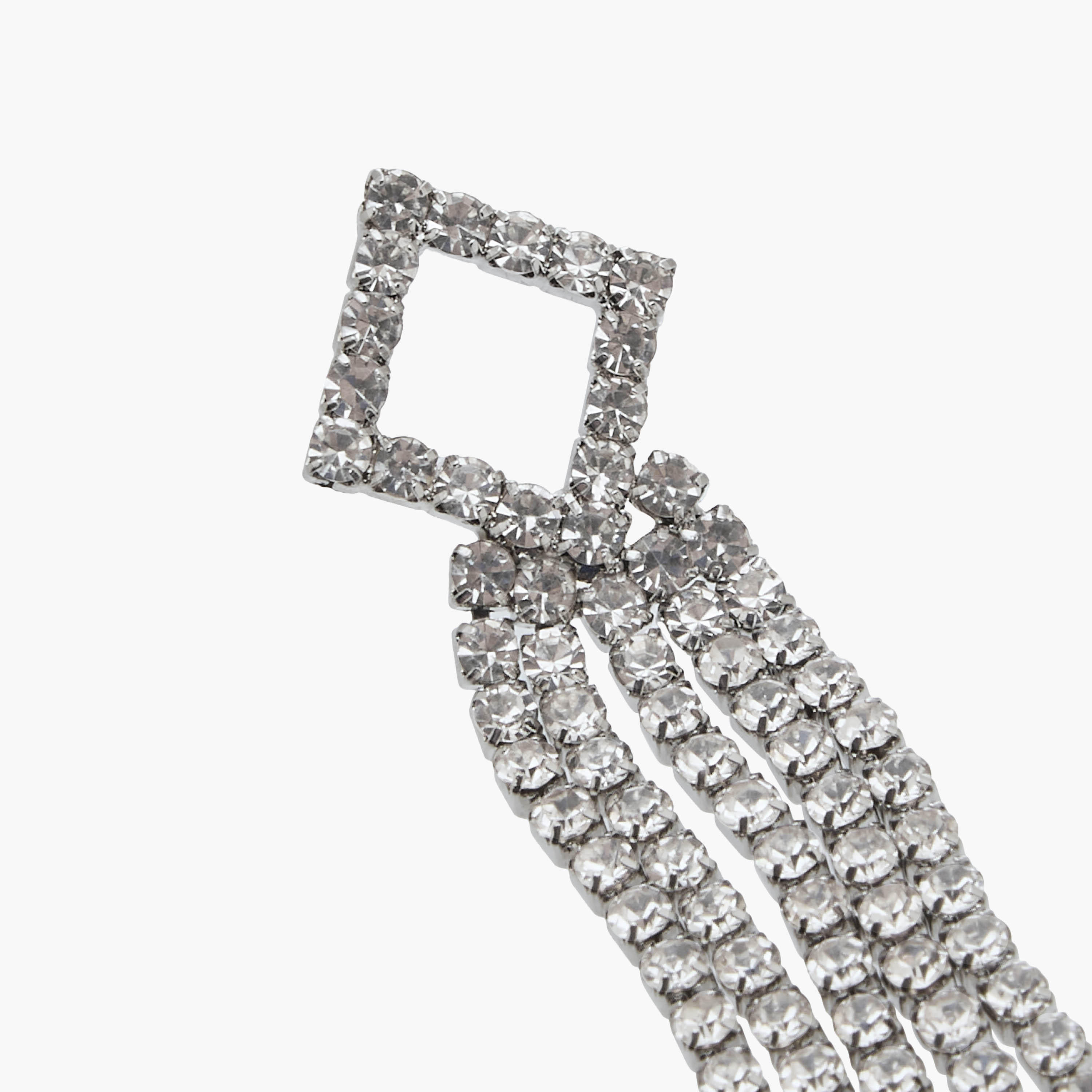 Silver Tone Embellished Dangling Earrings with Pushback Closure-women-watchesandjewellery-jewellery-earrings-image-3