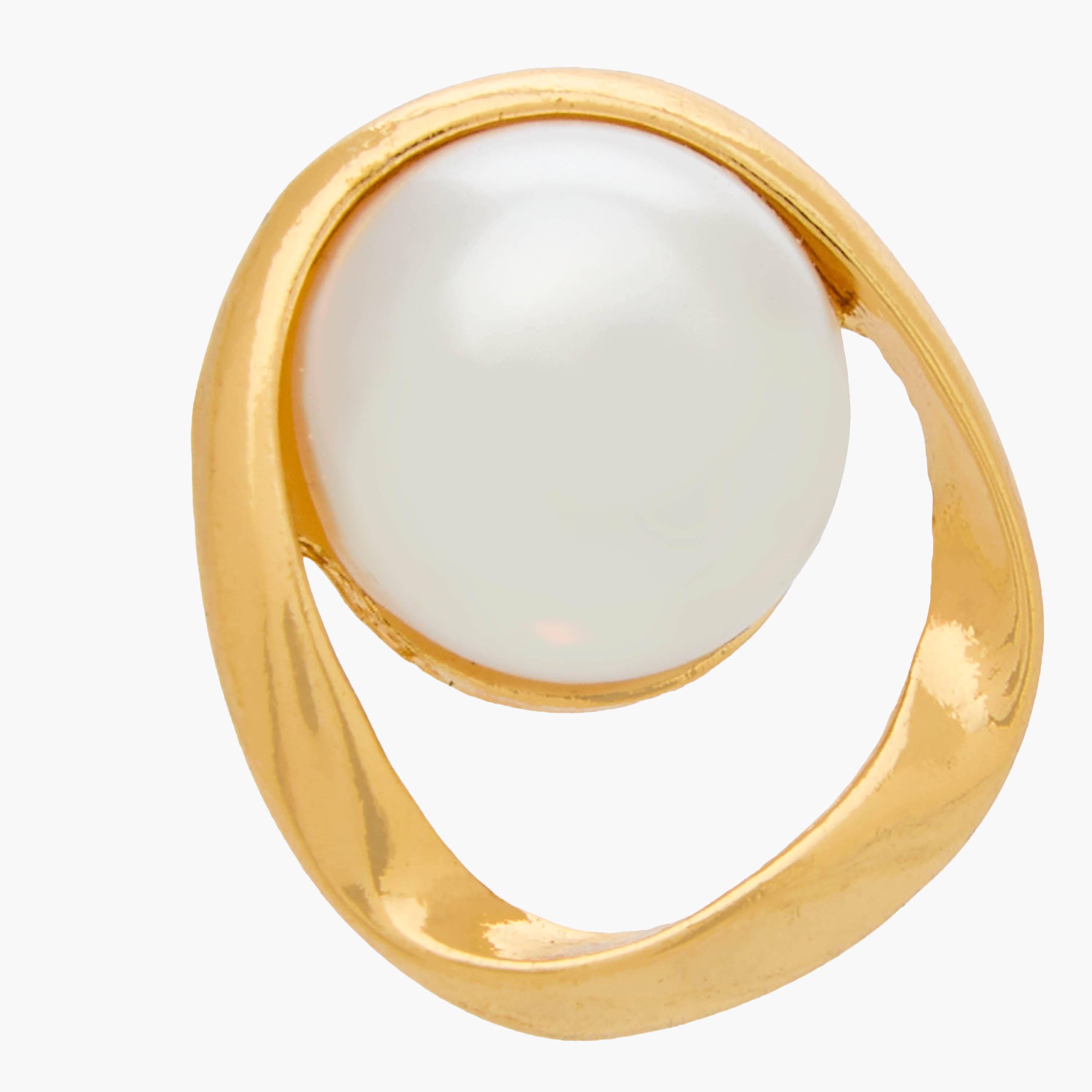 Gold Tone Pearl Stud Earrings with Pushback Closure-women-watchesandjewellery-jewellery-earrings-image-3