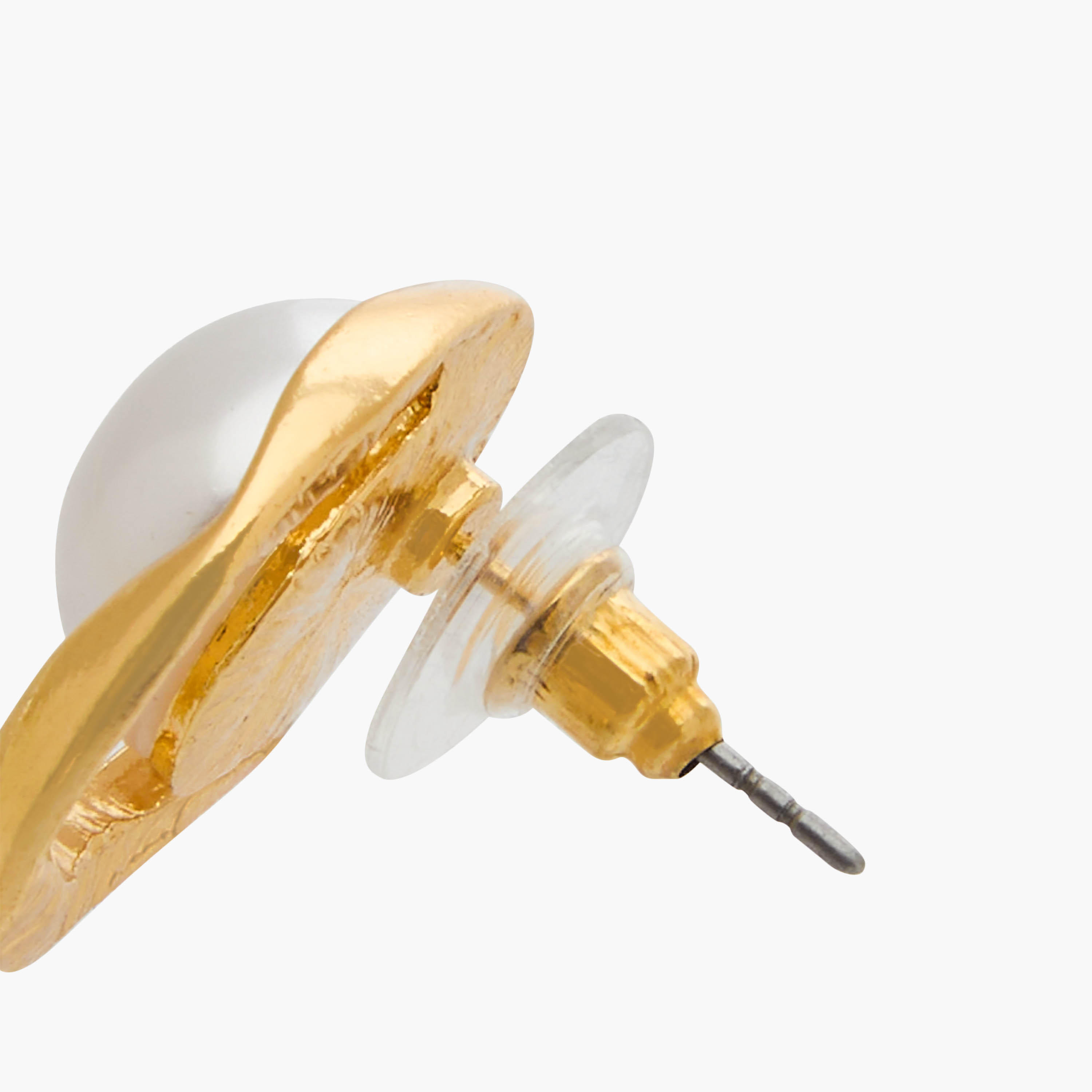 Gold Tone Pearl Stud Earrings with Pushback Closure-women-watchesandjewellery-jewellery-earrings-image-4