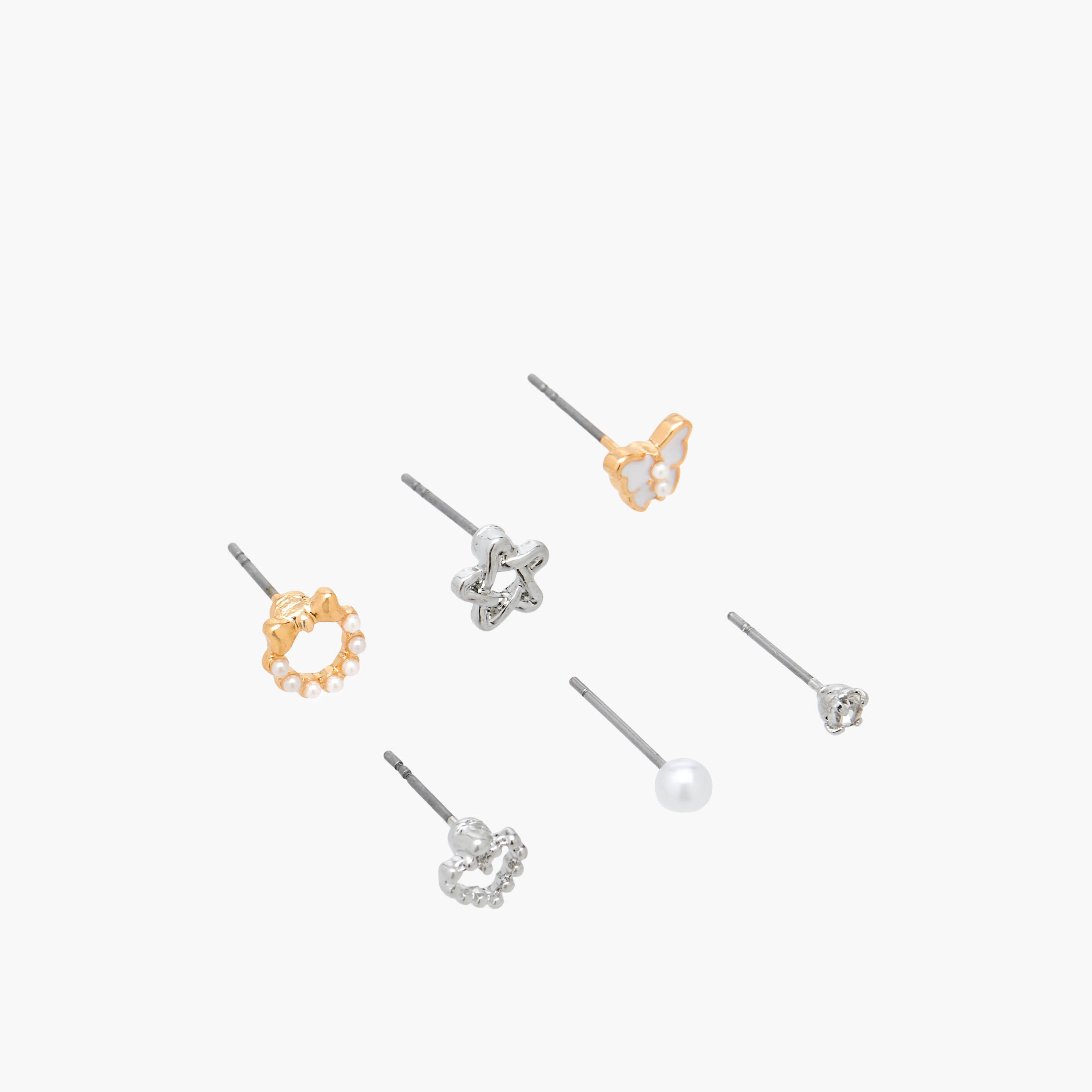Pack of 6 Gold Tone Stud Earrings with Pushback Closure-women-watchesandjewellery-jewellery-earrings-image-2