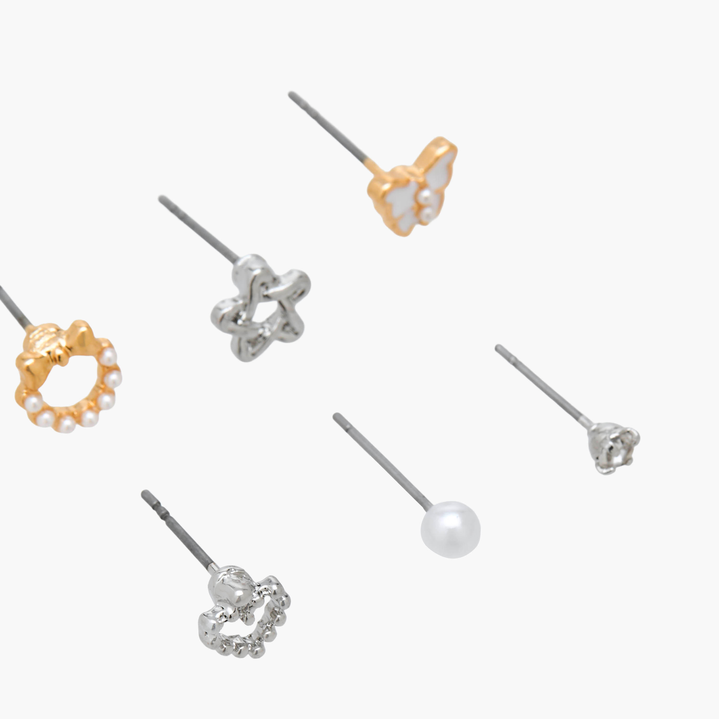 Pack of 6 Gold Tone Stud Earrings with Pushback Closure-women-watchesandjewellery-jewellery-earrings-image-3