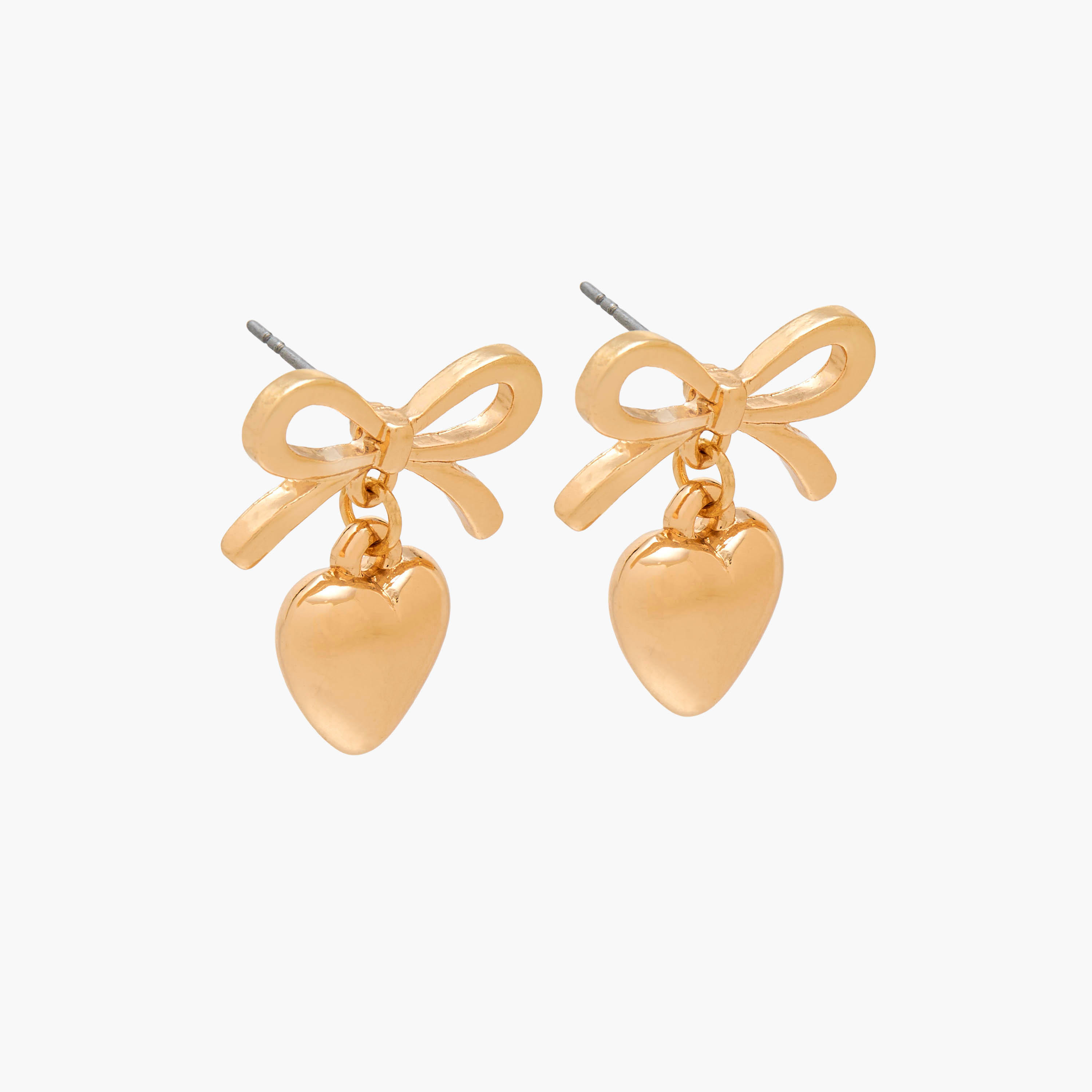Gold Tone Heart Shaped Earrings with Pushback Closure-women-watchesandjewellery-jewellery-earrings-image-2