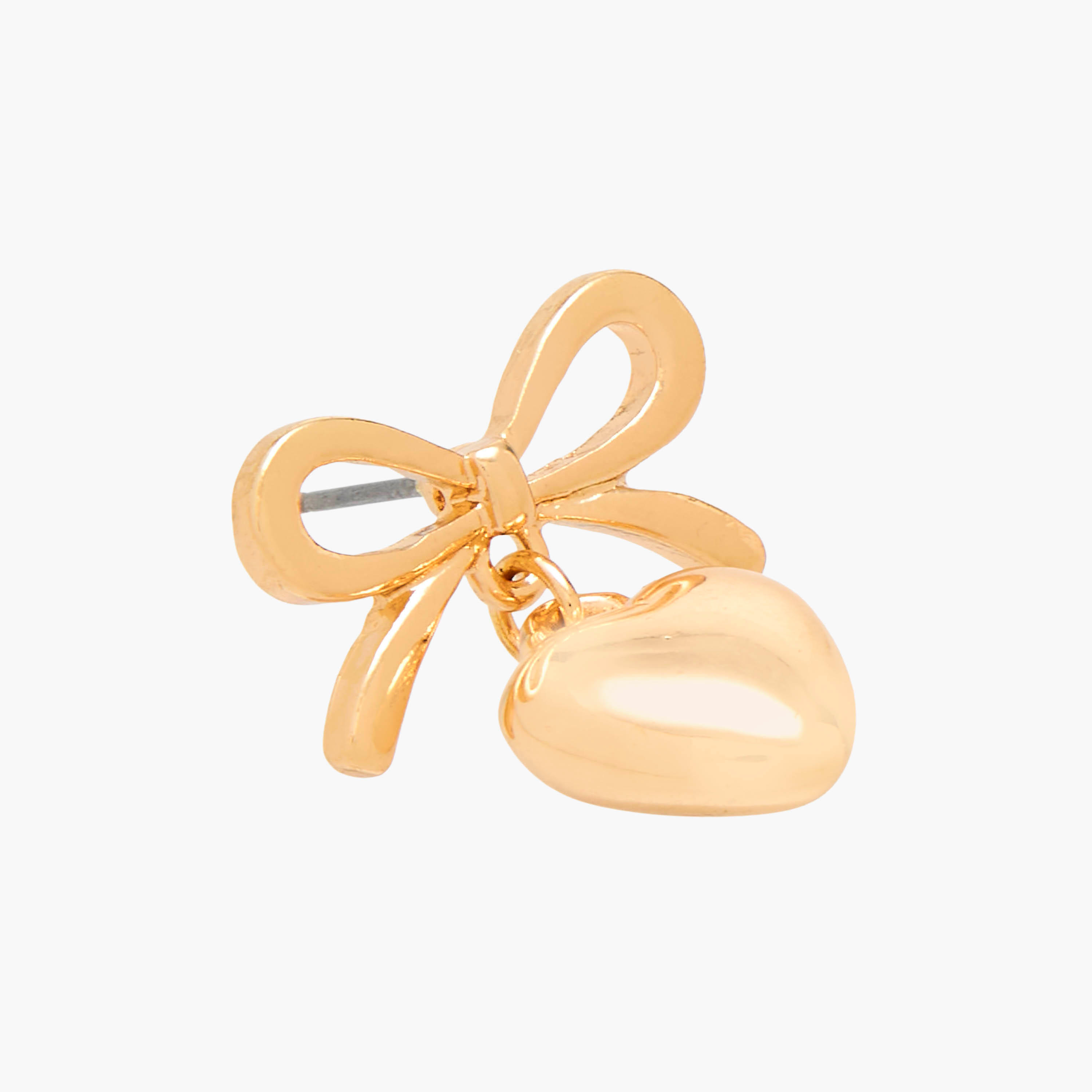 Gold Tone Heart Shaped Earrings with Pushback Closure-women-watchesandjewellery-jewellery-earrings-image-3