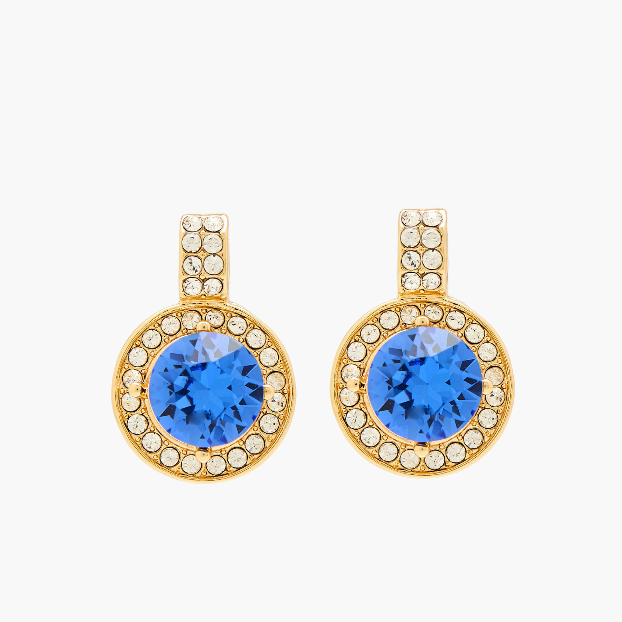 حلق ذهبي اللون بتزيينات حجر سواروفيسكي وبقفل إغلاق خلفي-women-watchesandjewellery-jewellery-earrings-image-1
