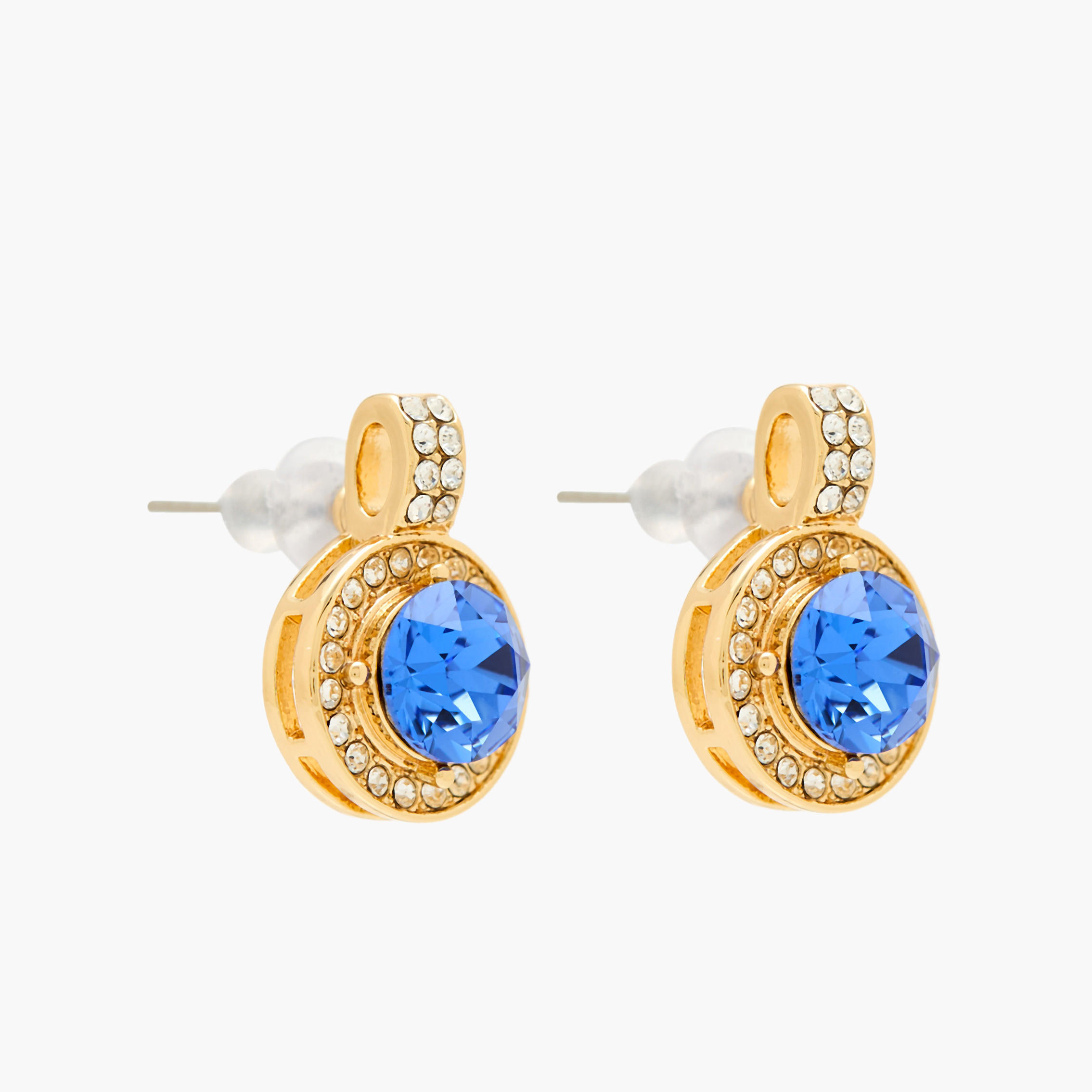 حلق ذهبي اللون بتزيينات حجر سواروفيسكي وبقفل إغلاق خلفي-women-watchesandjewellery-jewellery-earrings-image-2