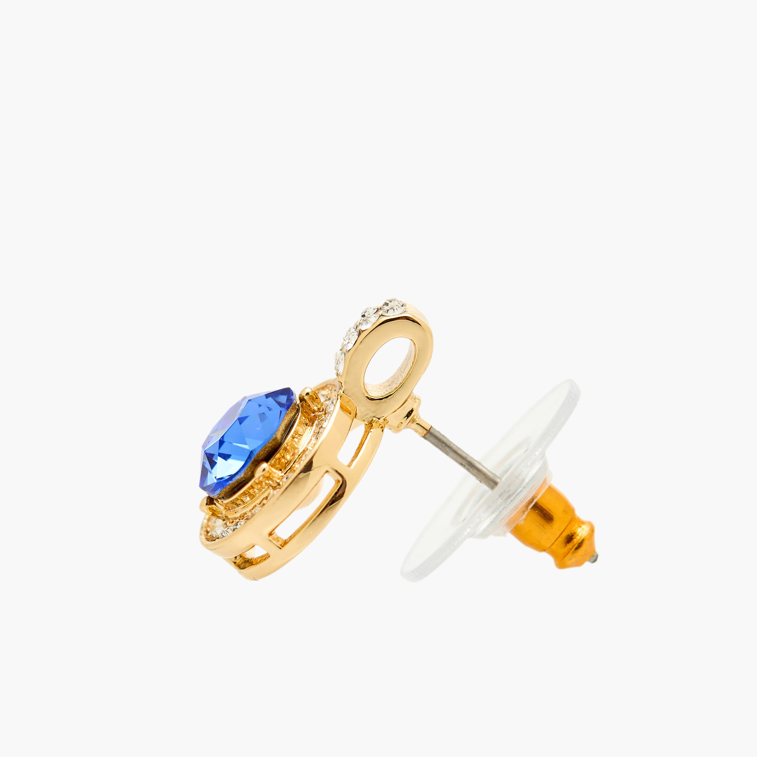 حلق ذهبي اللون بتزيينات حجر سواروفيسكي وبقفل إغلاق خلفي-women-watchesandjewellery-jewellery-earrings-image-4