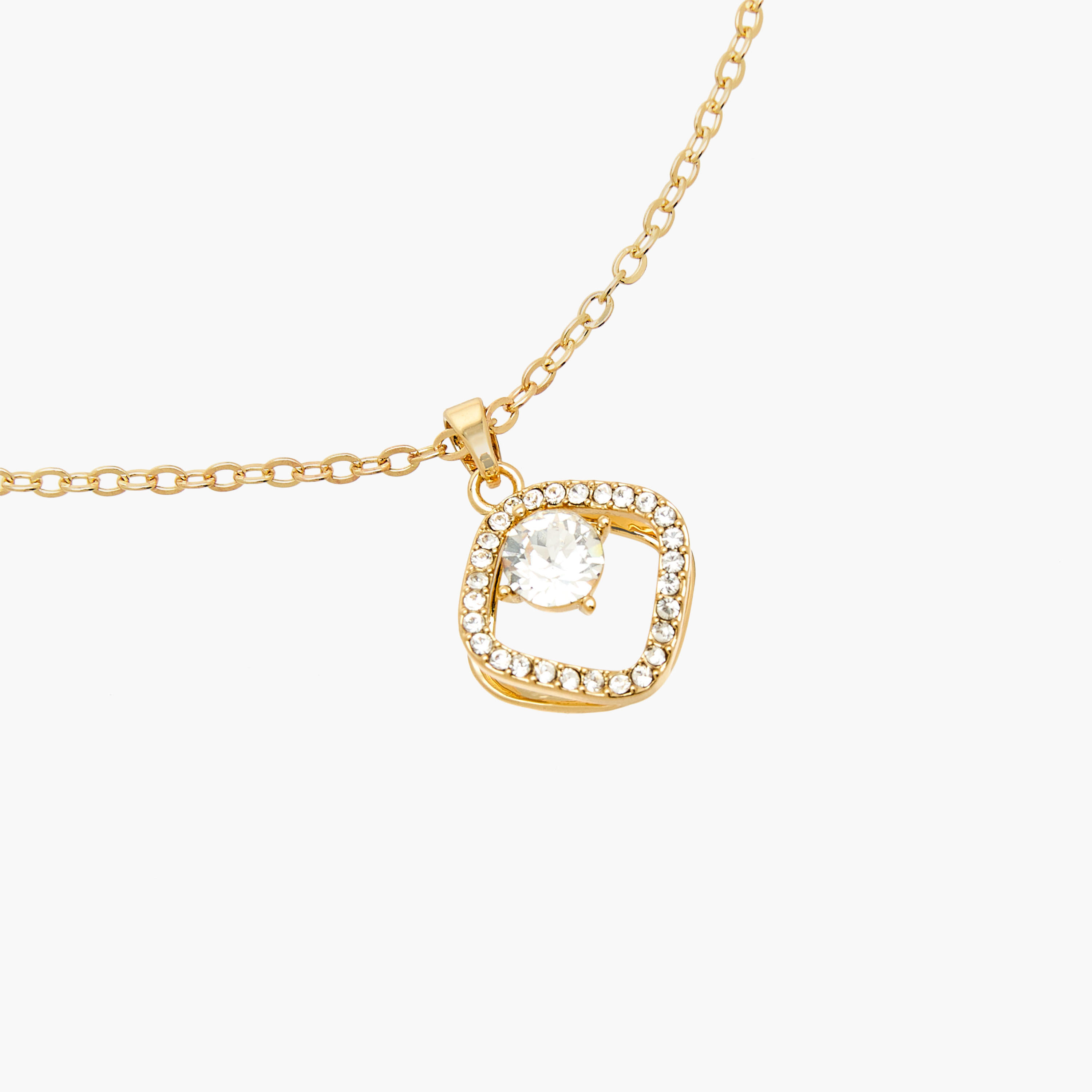Gold Tone Necklace with Swarovski Stone Embellished Pendant-women-watchesandjewellery-jewellery-necklacesandpendants-image-2