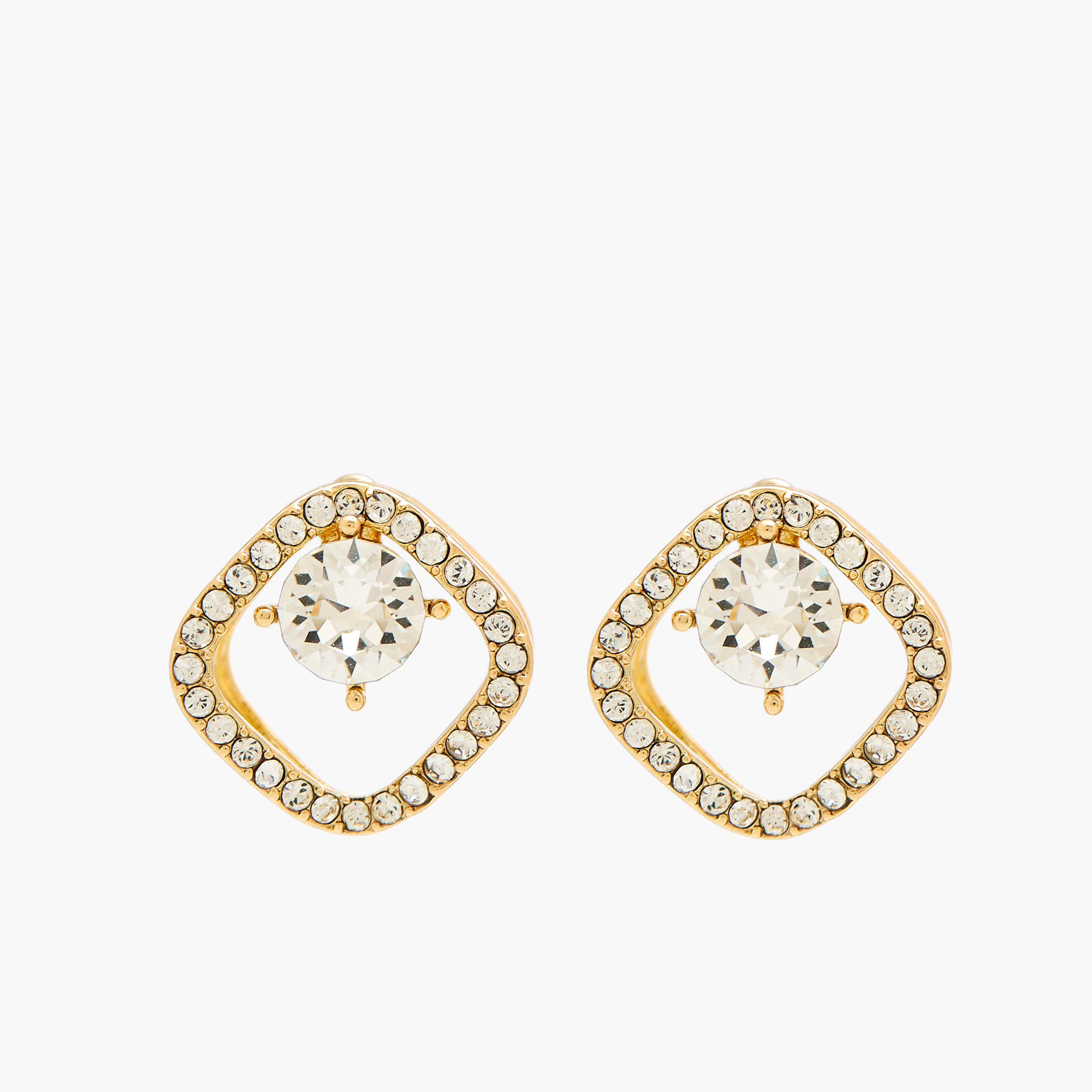 Gold Tone Swarovski Stone Embellished Stud Earrings with Pushback Closure-women-watchesandjewellery-jewellery-earrings-image-1