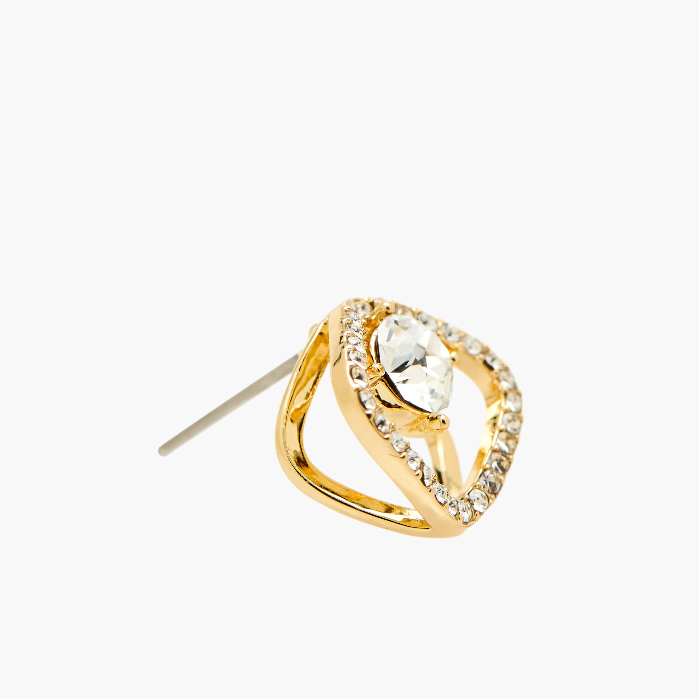 Gold Tone Swarovski Stone Embellished Stud Earrings with Pushback Closure-women-watchesandjewellery-jewellery-earrings-image-3