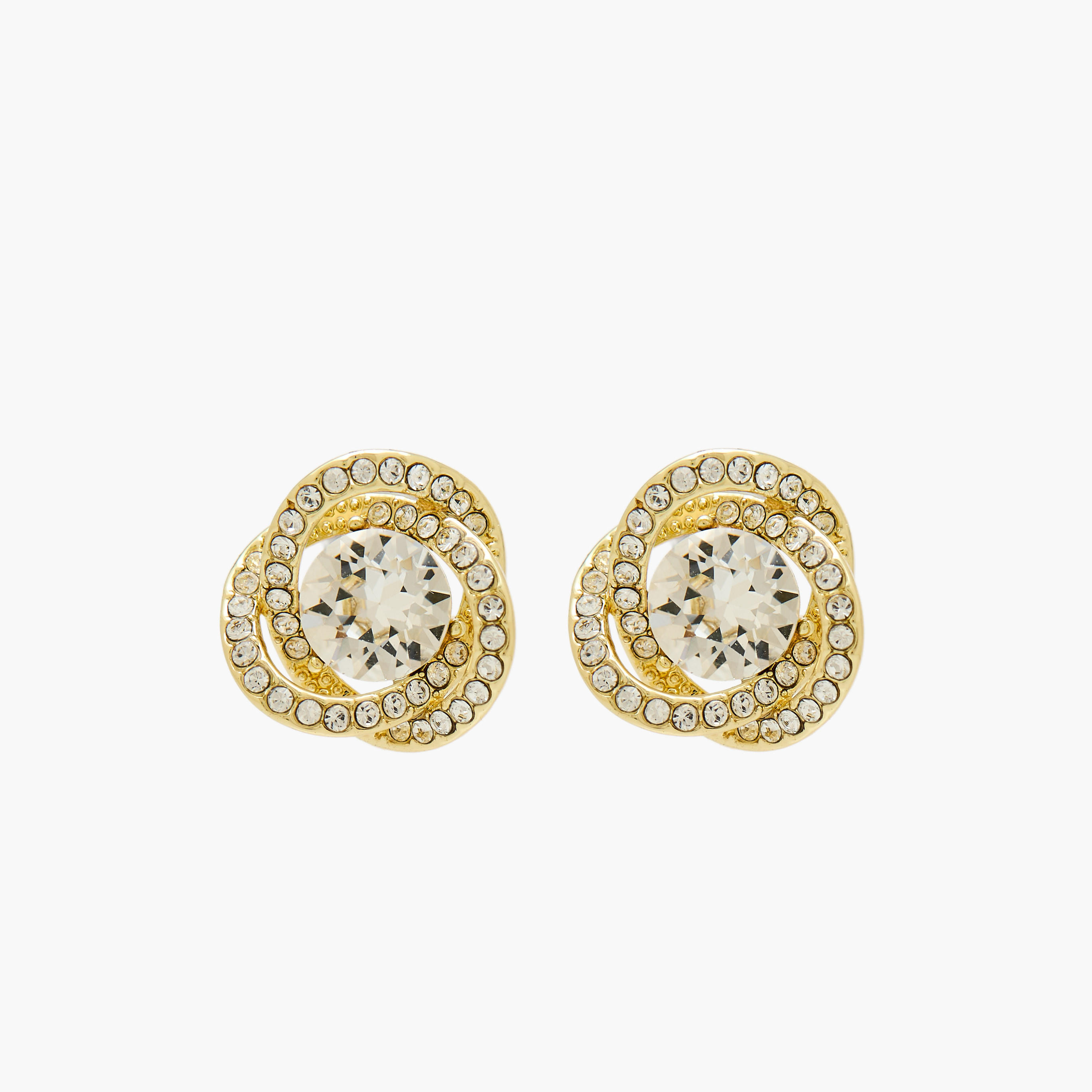 حلق مزين بأحجار بلون ذهبي ومكبس إغلاق خلفي من سواروفسكي-women-watchesandjewellery-jewellery-necklacesandpendants-image-1