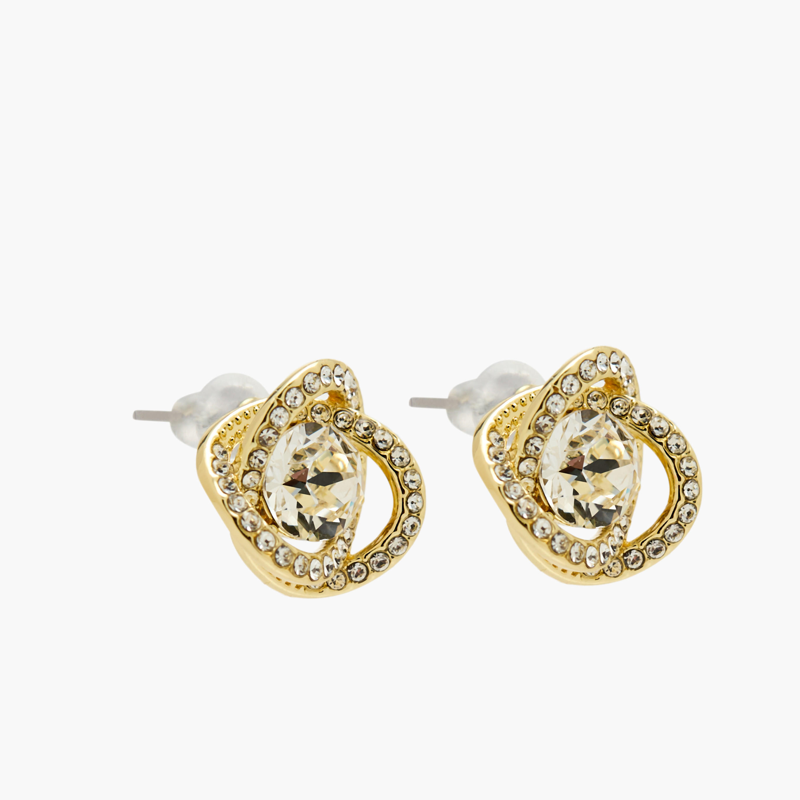 حلق مزين بأحجار بلون ذهبي ومكبس إغلاق خلفي من سواروفسكي-women-watchesandjewellery-jewellery-necklacesandpendants-image-2