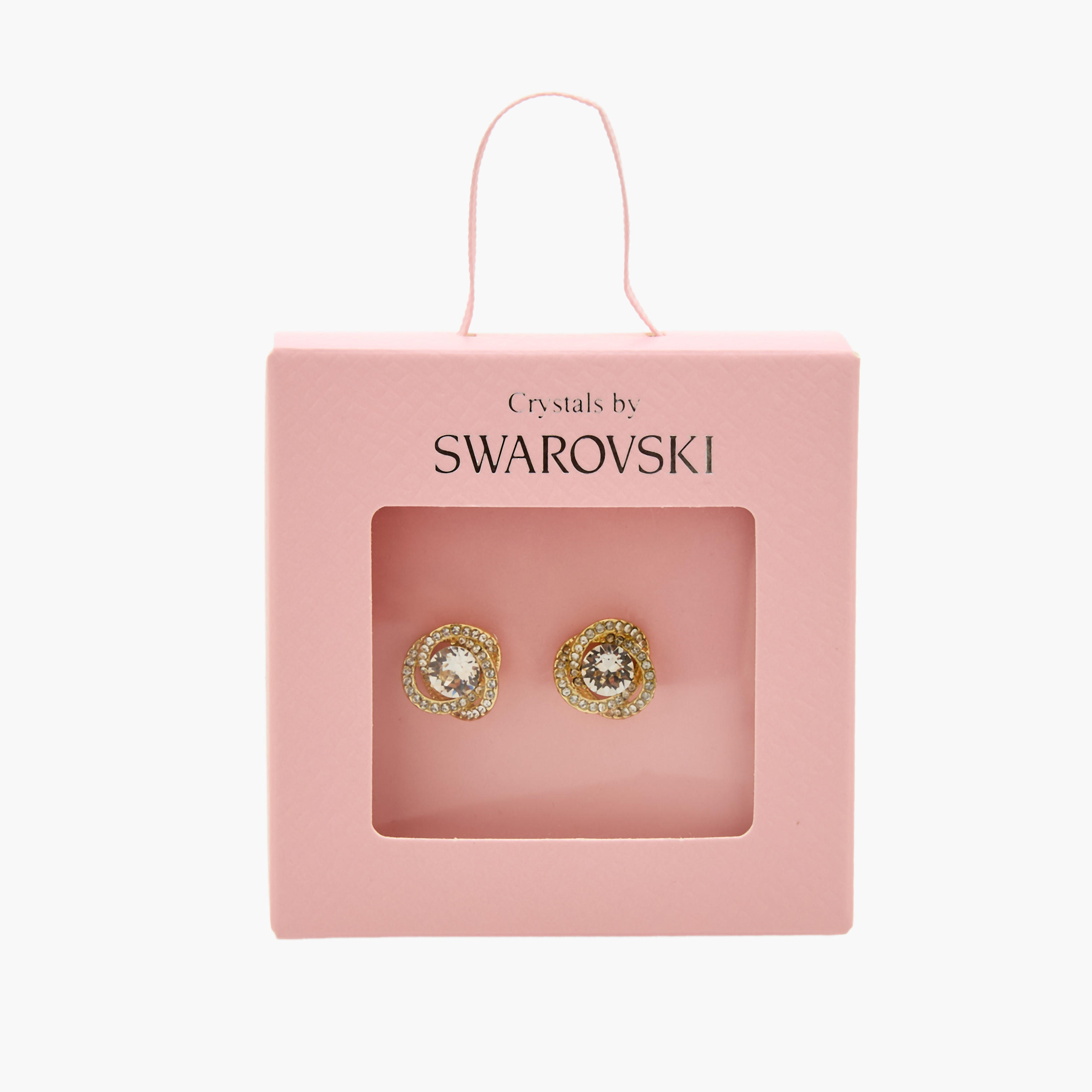 حلق مزين بأحجار بلون ذهبي ومكبس إغلاق خلفي من سواروفسكي-women-watchesandjewellery-jewellery-necklacesandpendants-image-5