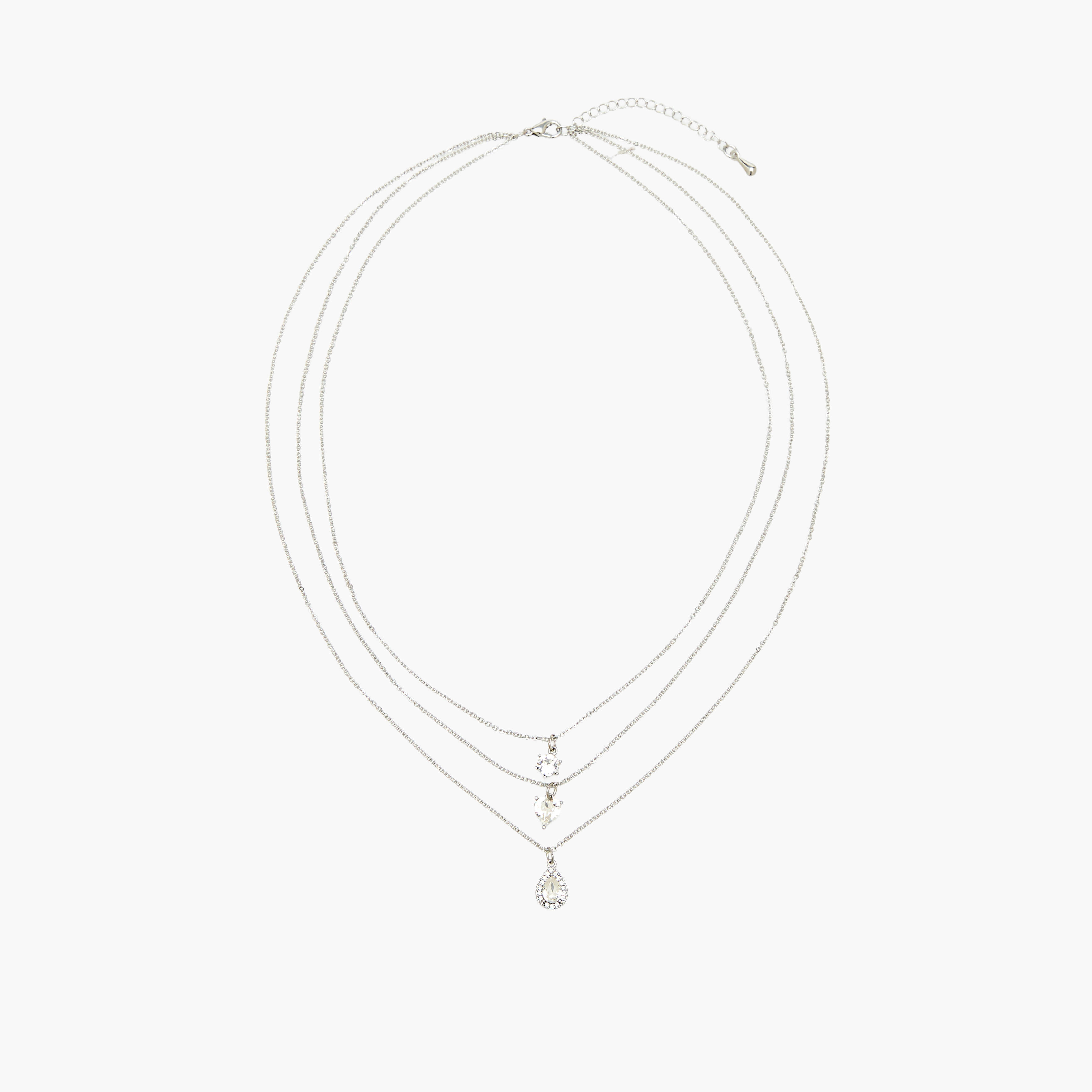 Set of 3 - Silver Tone Necklace with Swarovski Pendant-women-watchesandjewellery-jewellery-necklacesandpendants-image-1