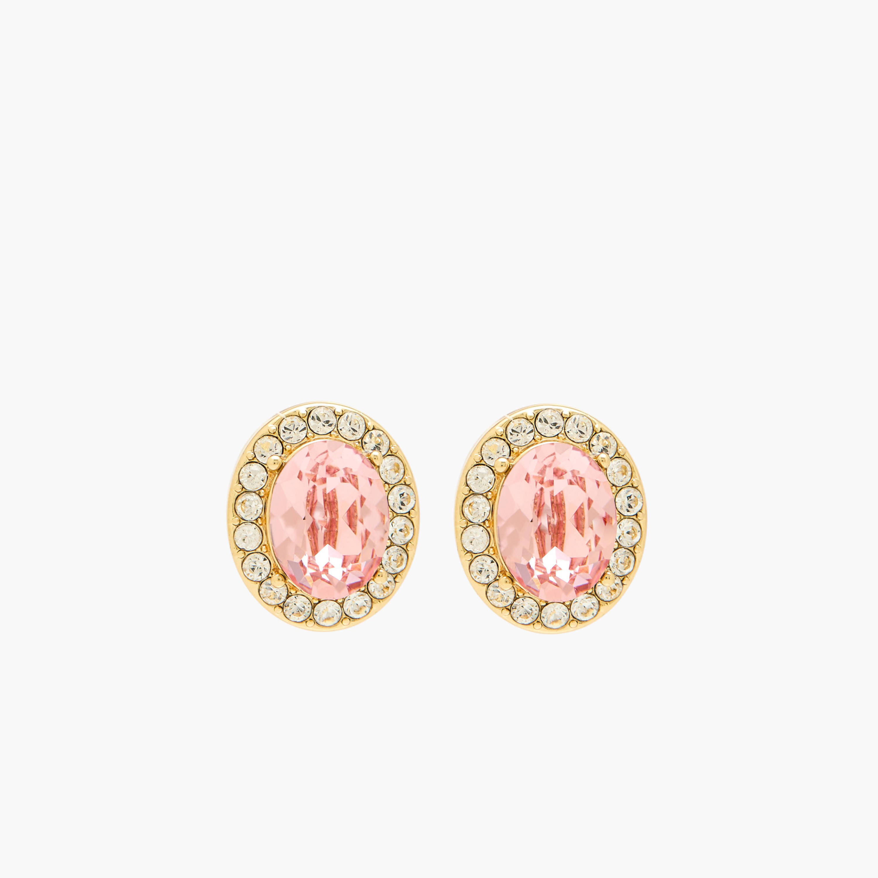 Gold Tone Swarovski Stone Embellished Stud Earrings with Pushback Closure-women-watchesandjewellery-jewellery-earrings-image-1
