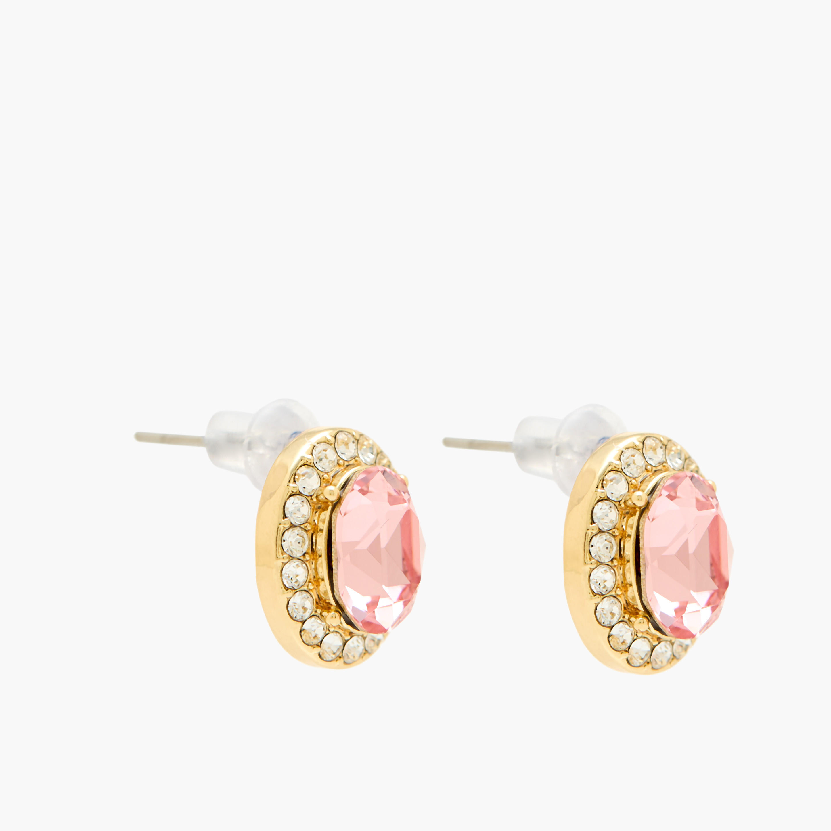 Gold Tone Swarovski Stone Embellished Stud Earrings with Pushback Closure-women-watchesandjewellery-jewellery-earrings-image-2
