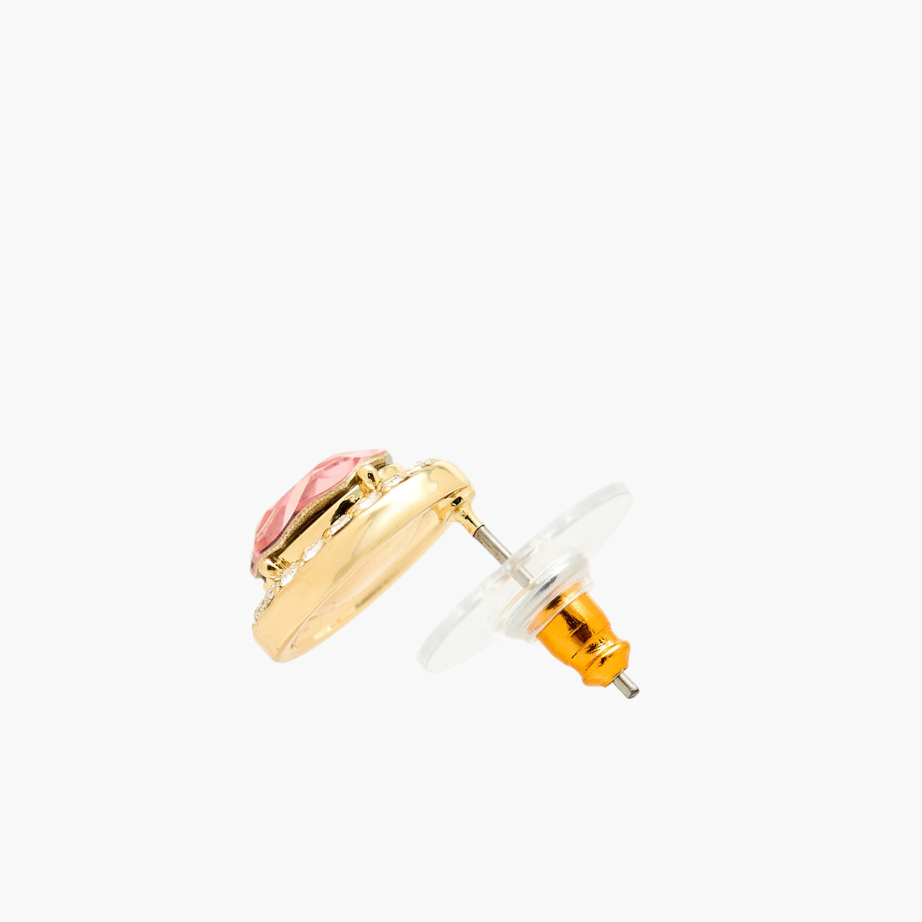 Gold Tone Swarovski Stone Embellished Stud Earrings with Pushback Closure-women-watchesandjewellery-jewellery-earrings-image-4