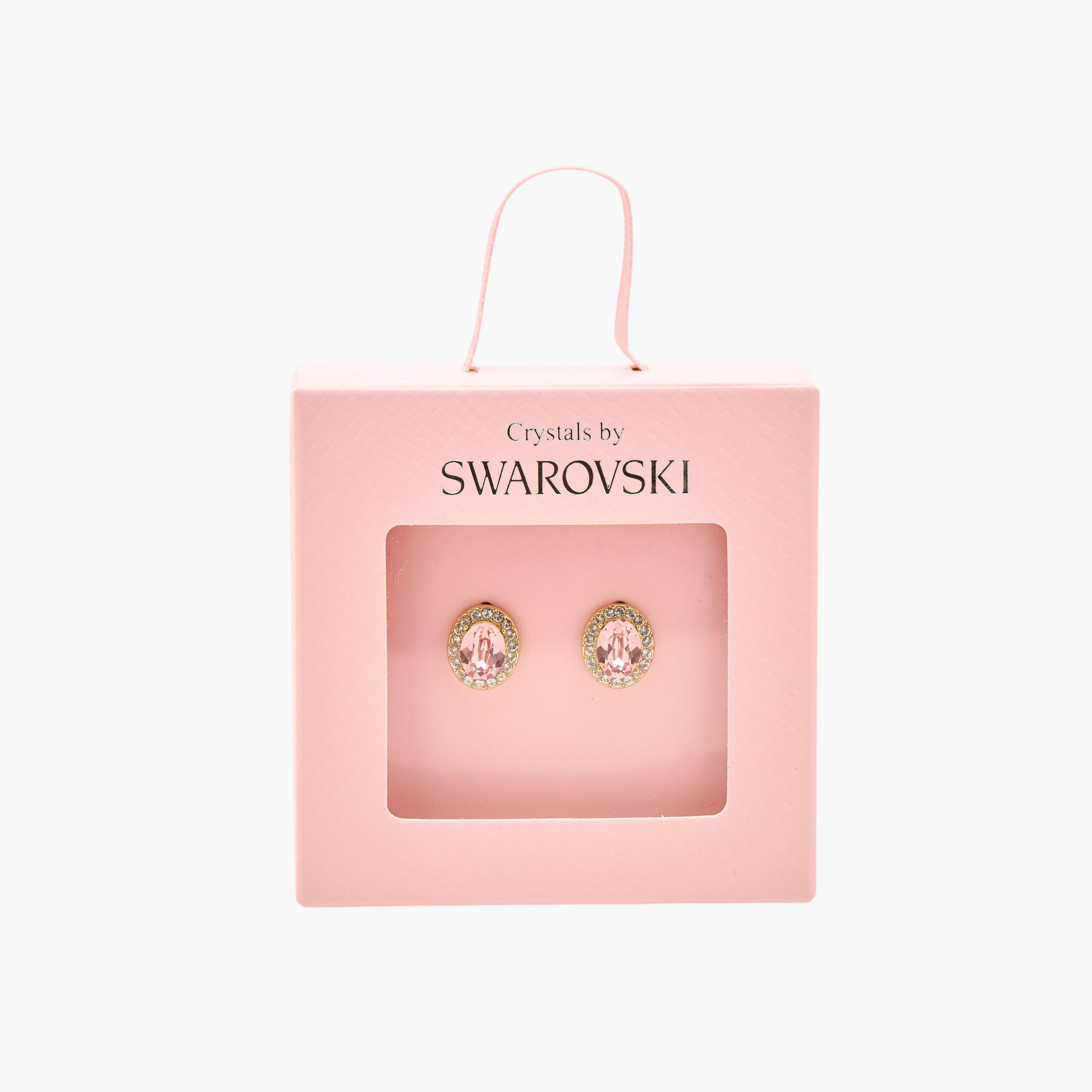 Gold Tone Swarovski Stone Embellished Stud Earrings with Pushback Closure-women-watchesandjewellery-jewellery-earrings-image-5