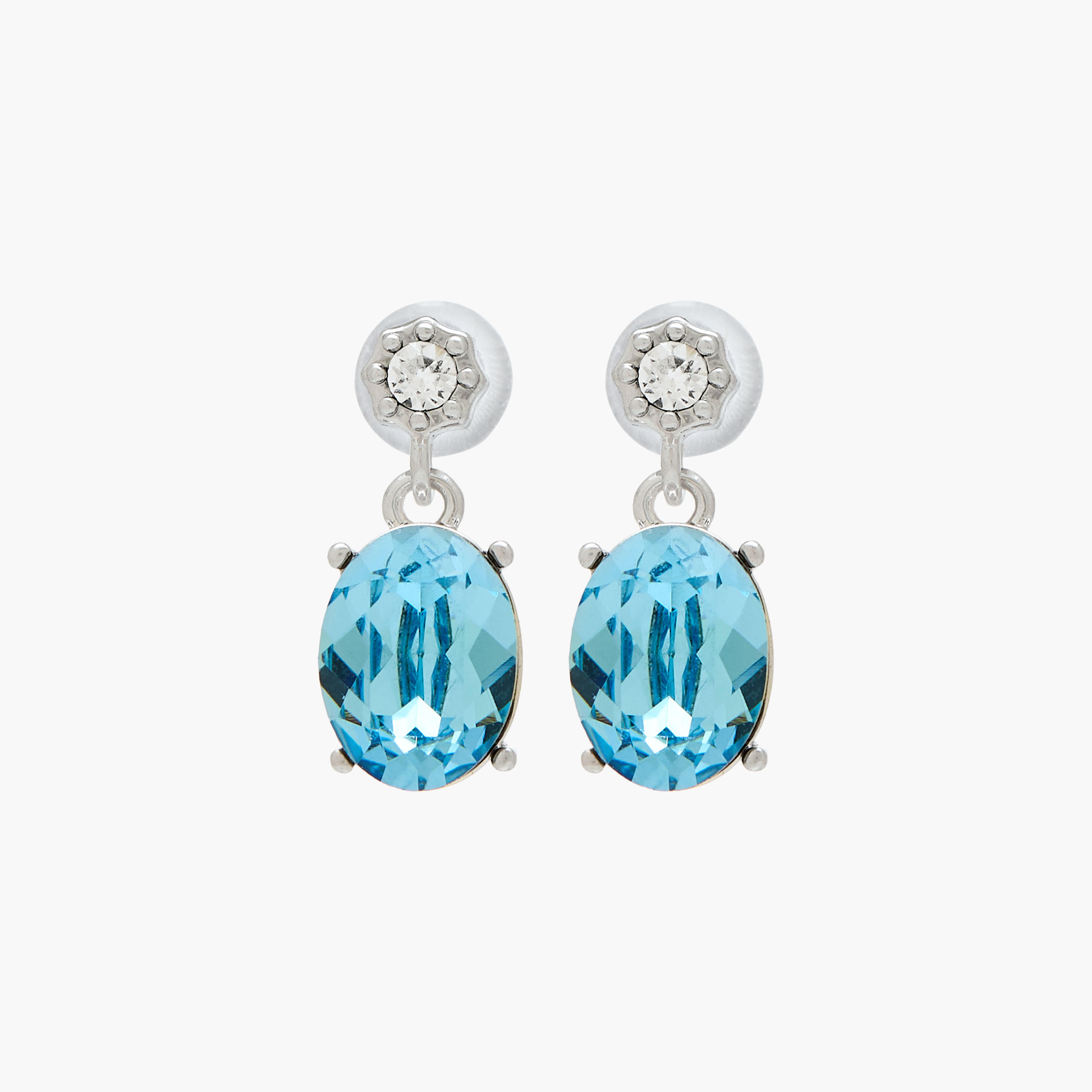 Silver Tone Swarovski Stone Embellished Drop Earrings with Pushback Closure-women-watchesandjewellery-jewellery-earrings-image-1