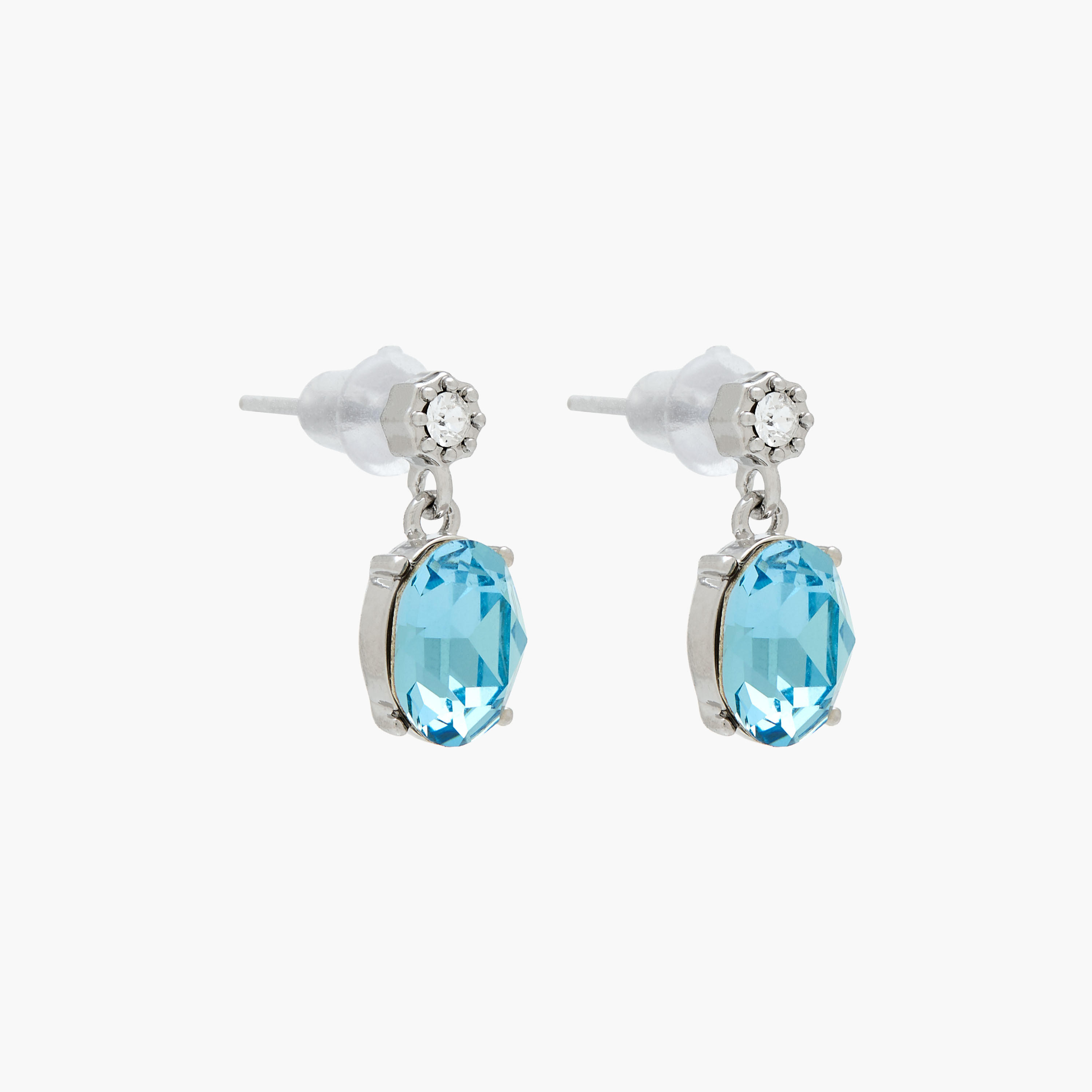 Silver Tone Swarovski Stone Embellished Drop Earrings with Pushback Closure-women-watchesandjewellery-jewellery-earrings-image-2