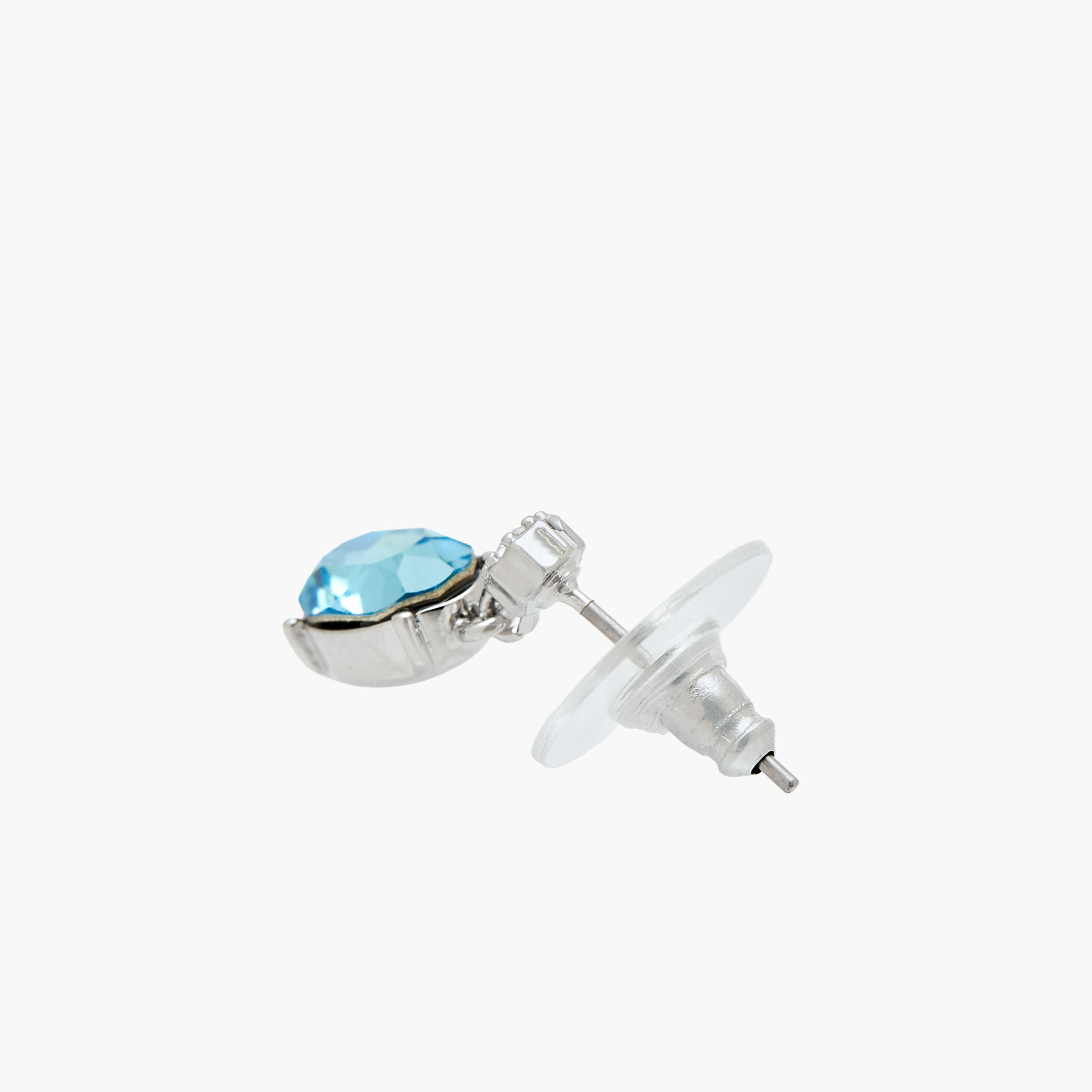 Silver Tone Swarovski Stone Embellished Drop Earrings with Pushback Closure-women-watchesandjewellery-jewellery-earrings-image-4