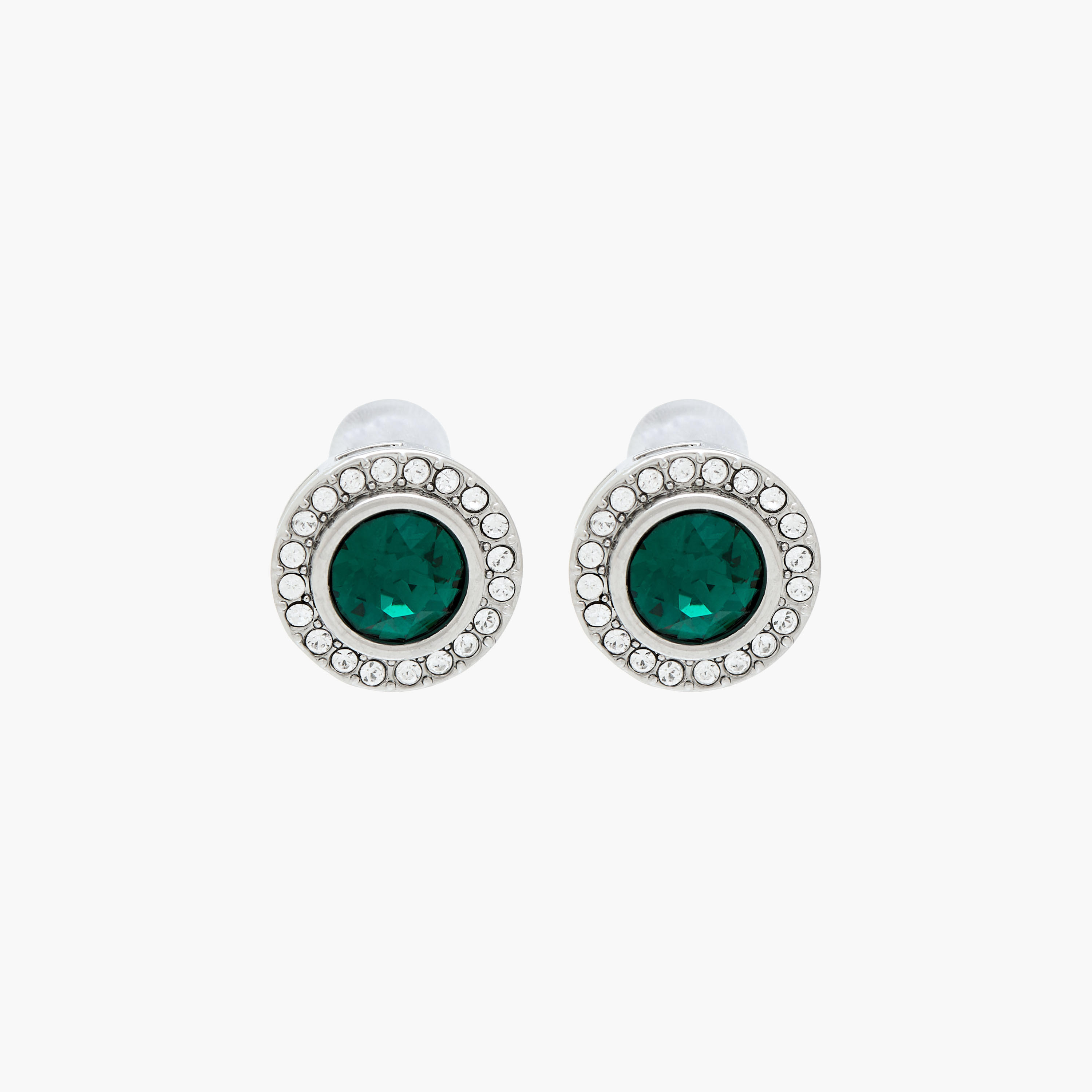 Silver Tone Swarovski Stone Embellished Earrings with Pushback Closure-women-watchesandjewellery-jewellery-earrings-image-1