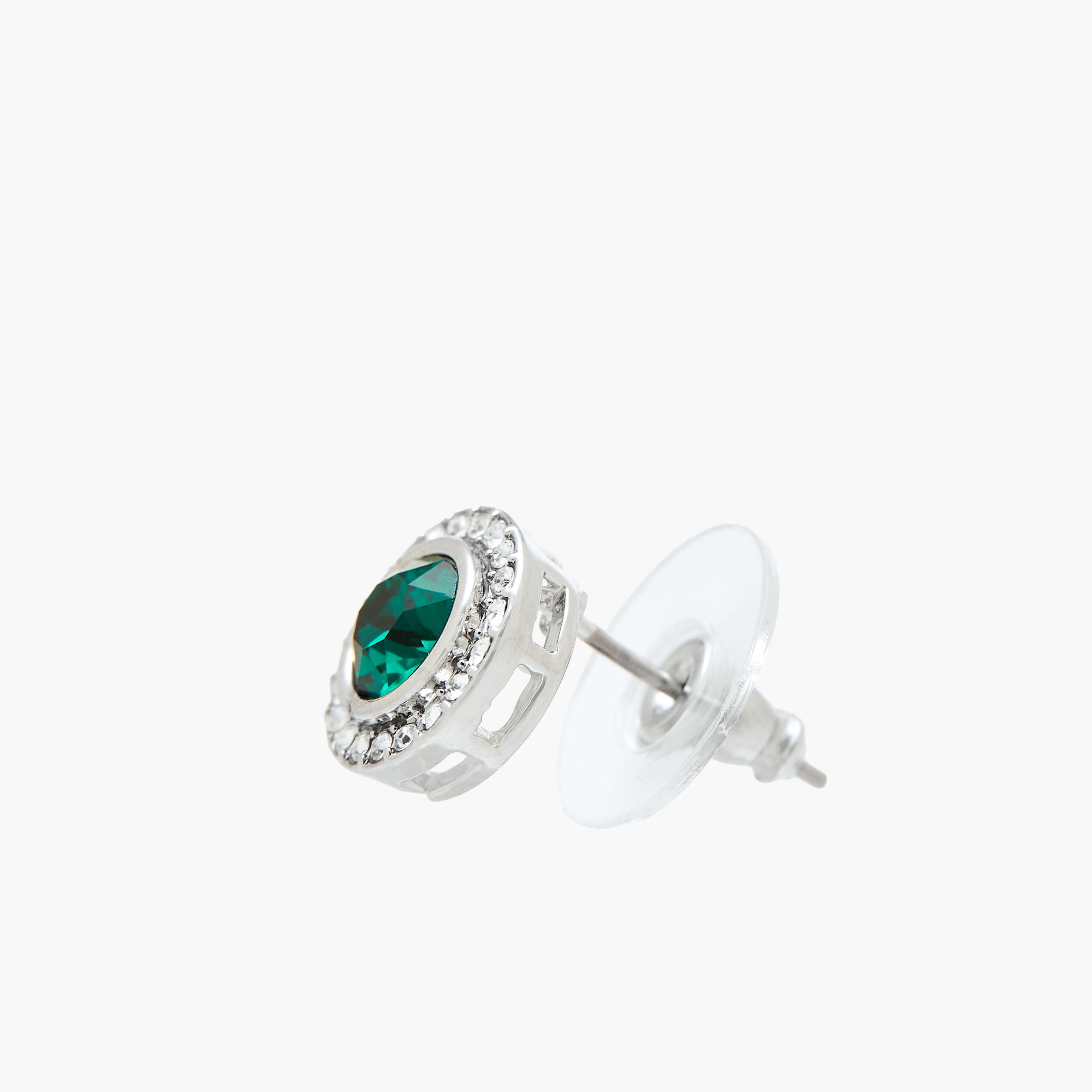 Silver Tone Swarovski Stone Embellished Earrings with Pushback Closure-women-watchesandjewellery-jewellery-earrings-image-4