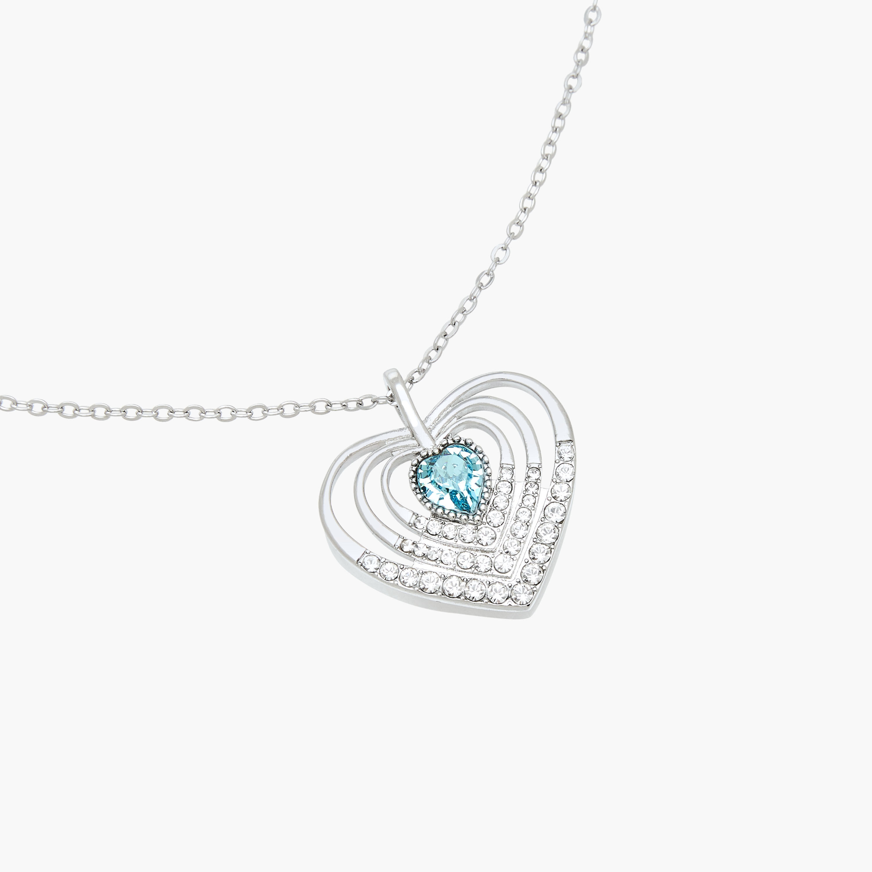 Silver Tone Necklace with Swarovski Heart Pendant-women-watchesandjewellery-jewellery-necklacesandpendants-image-2