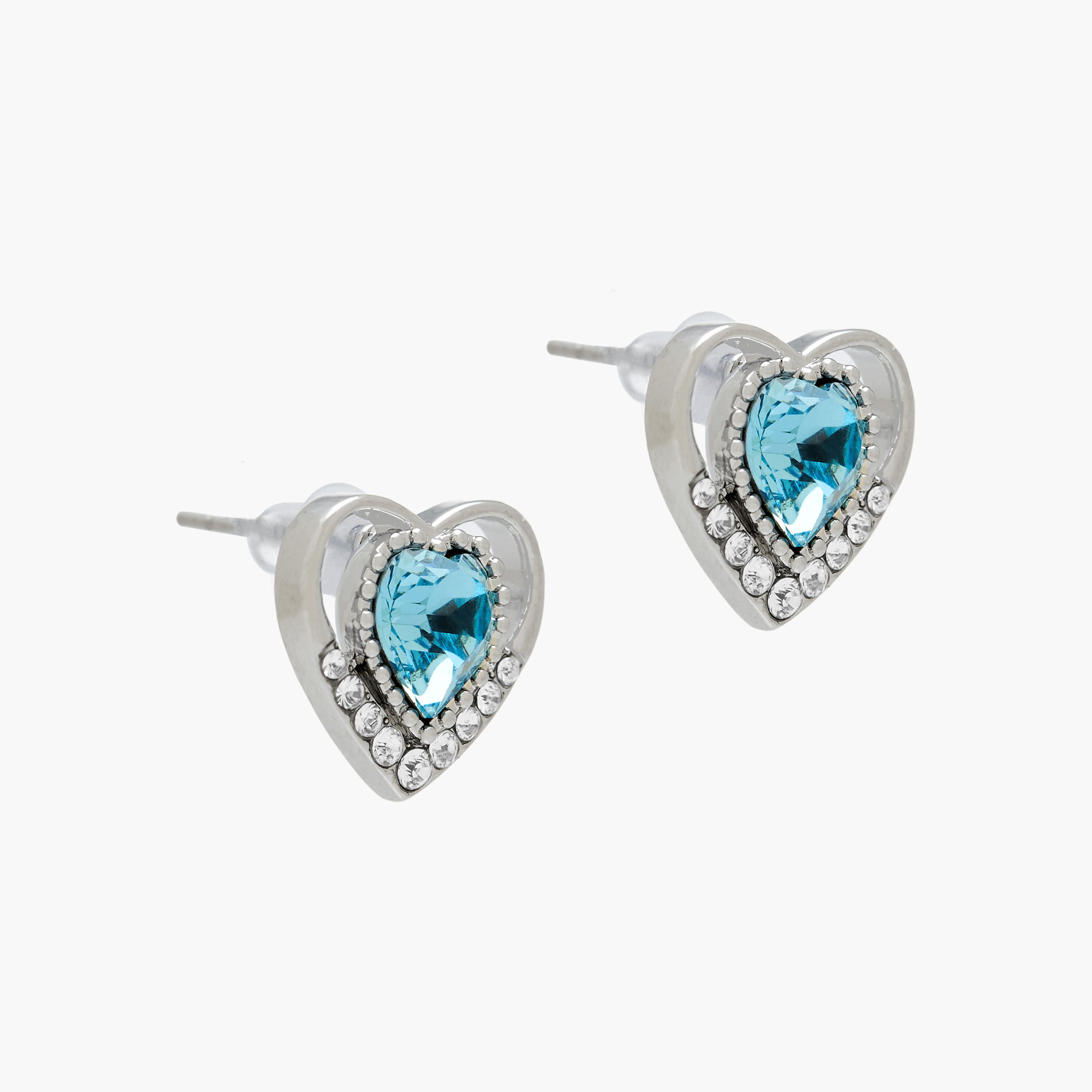 Silver Tone Swarovski Stone Embellished Stud Earrings with Pushback Closure-women-watchesandjewellery-jewellery-earrings-image-2