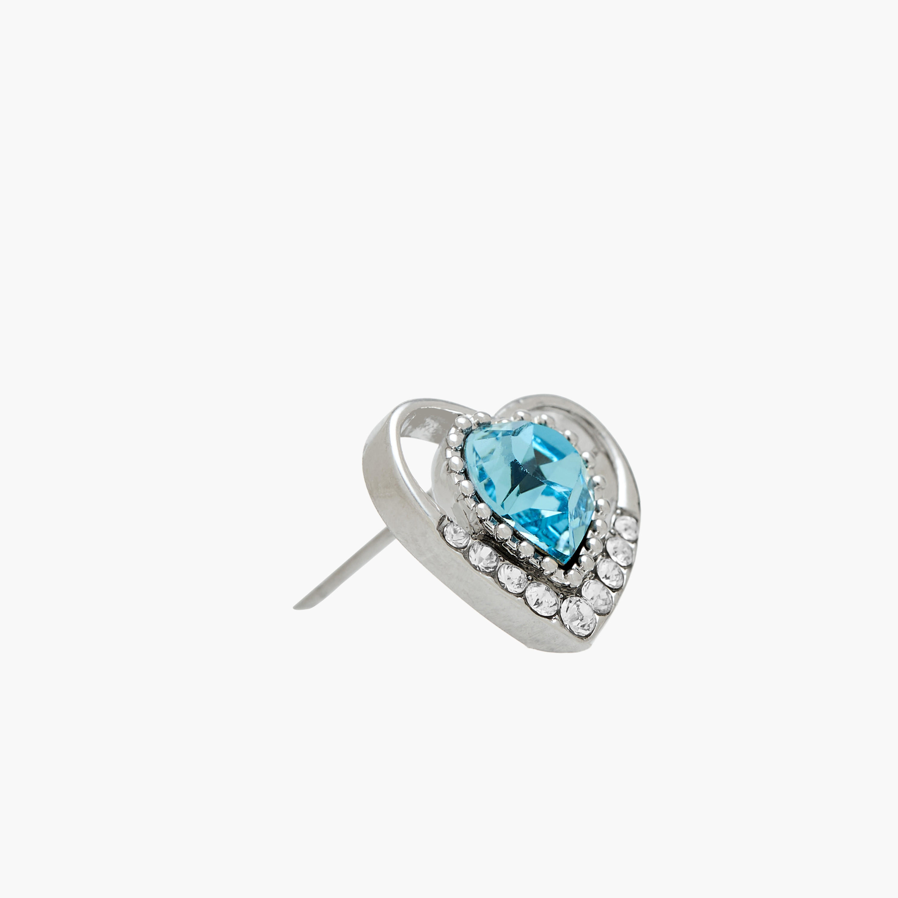 Silver Tone Swarovski Stone Embellished Stud Earrings with Pushback Closure-women-watchesandjewellery-jewellery-earrings-image-3