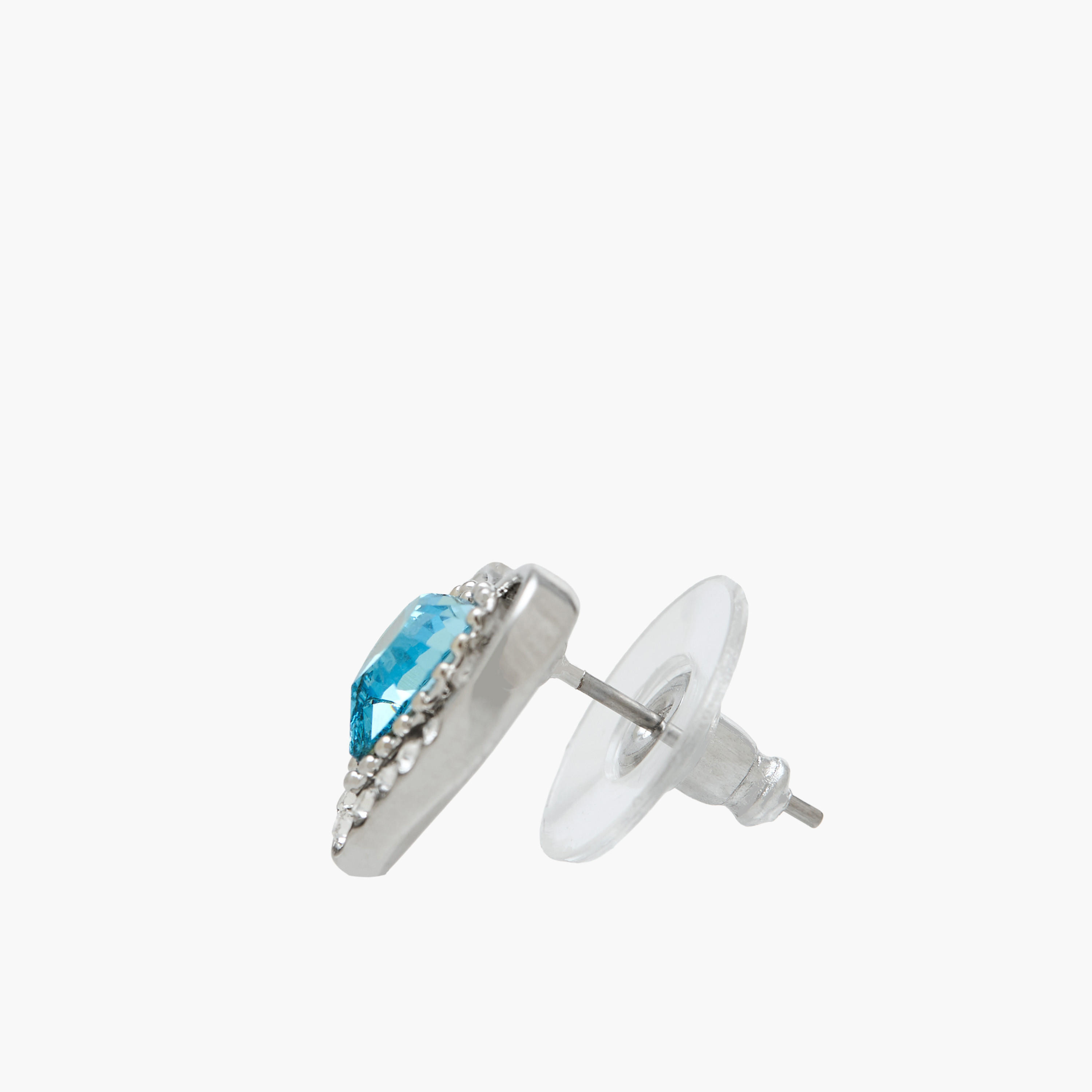 Silver Tone Swarovski Stone Embellished Stud Earrings with Pushback Closure-women-watchesandjewellery-jewellery-earrings-image-4