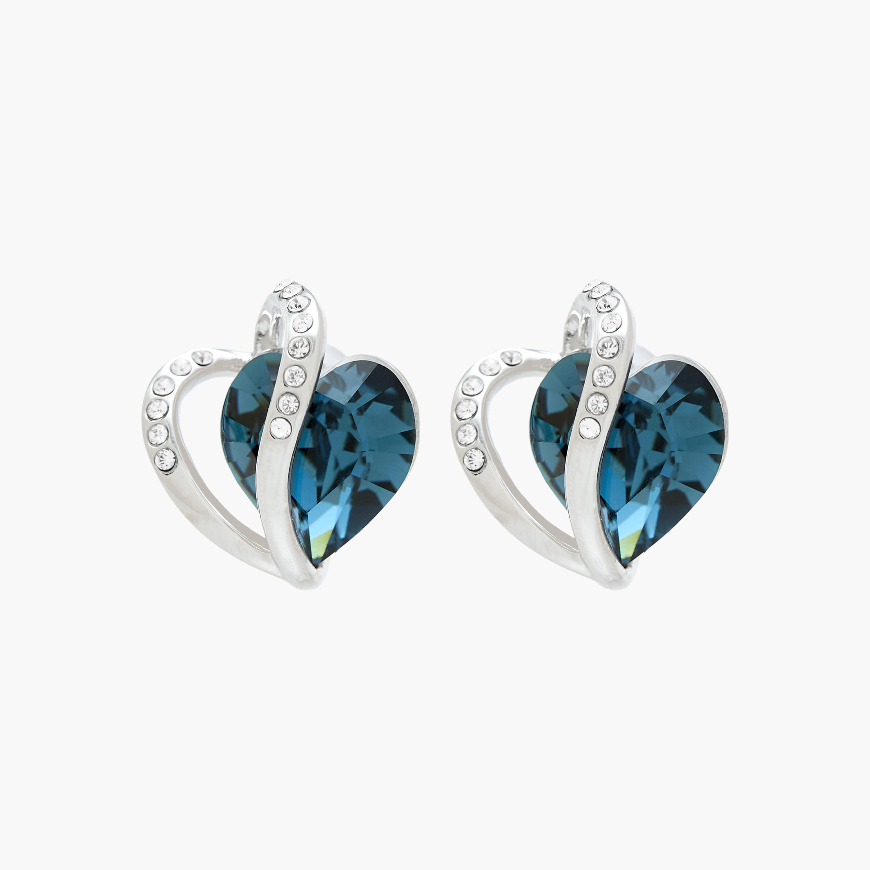 Silver Tone Swarovski Stone Embellished Stud Earrings with Pushback Closure-women-watchesandjewellery-jewellery-earrings-image-1