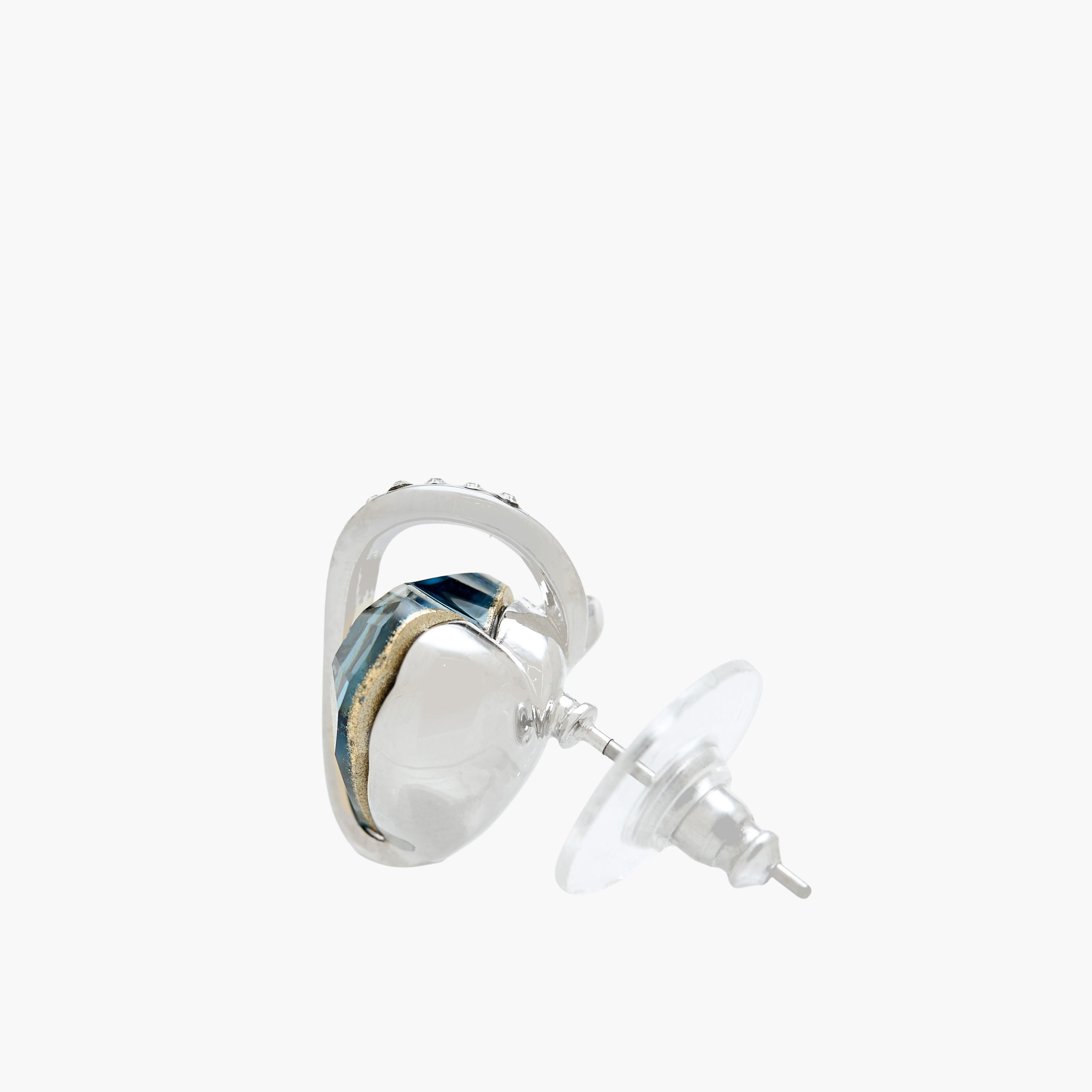Silver Tone Swarovski Stone Embellished Stud Earrings with Pushback Closure-women-watchesandjewellery-jewellery-earrings-image-4