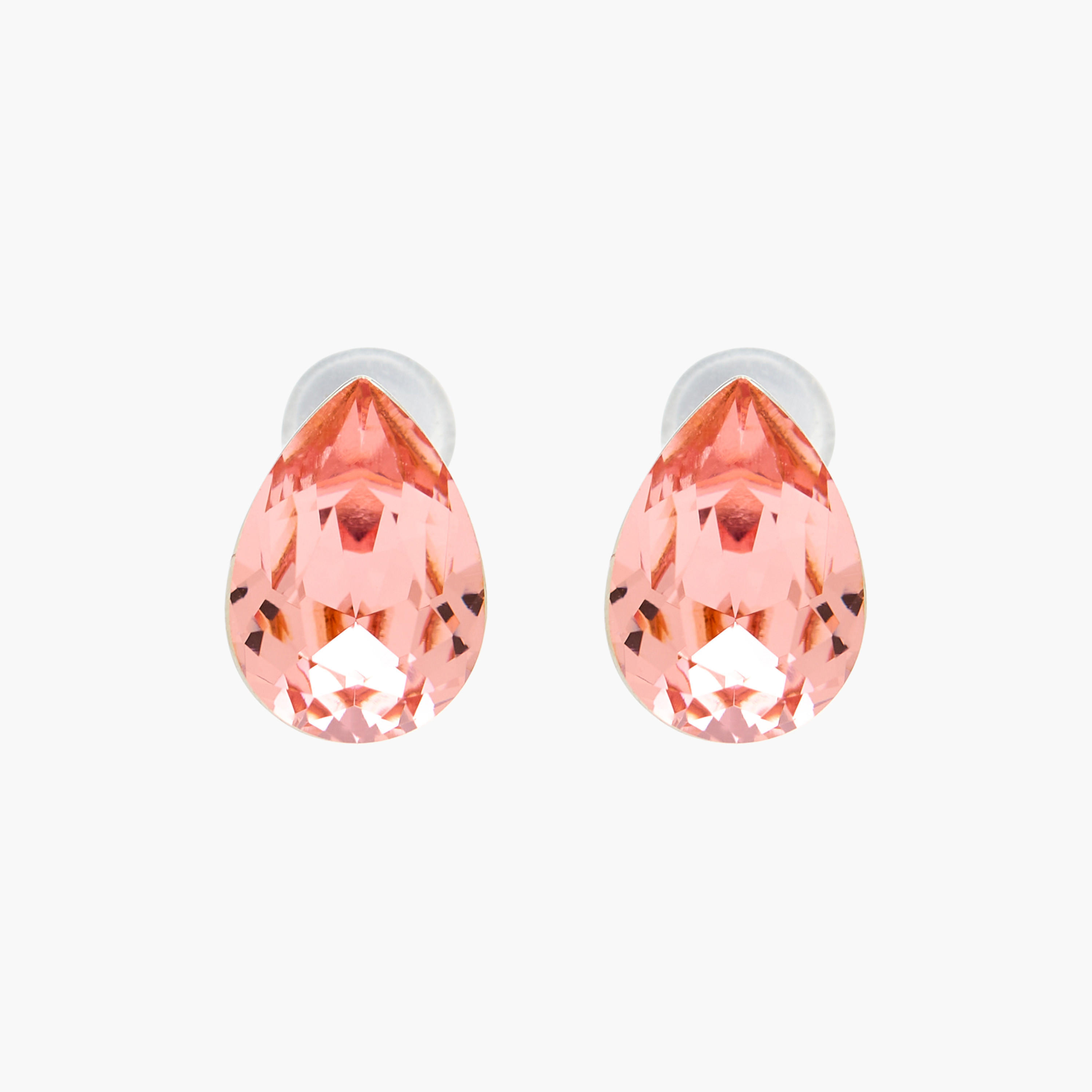 Silver Tone Swarovski Stone Embellished Stud Earrings with Pushback Closure-women-watchesandjewellery-jewellery-earrings-image-1