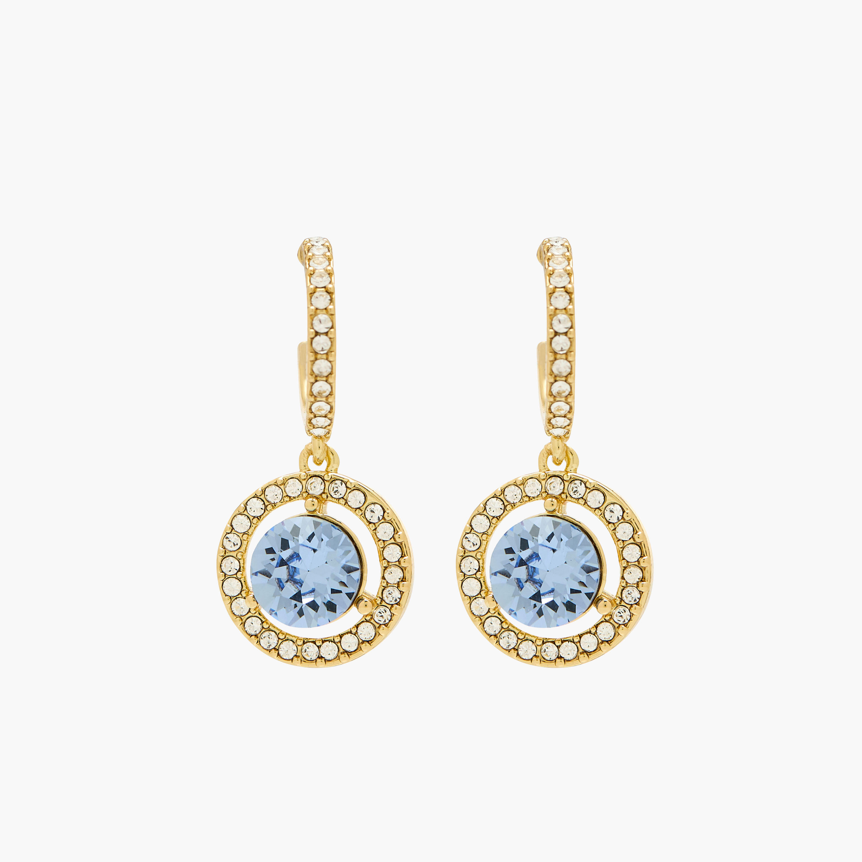 Gold Tone Swarovski Stone Embellished Hoop Earrings with Pushback Closure-women-watchesandjewellery-jewellery-earrings-image-1