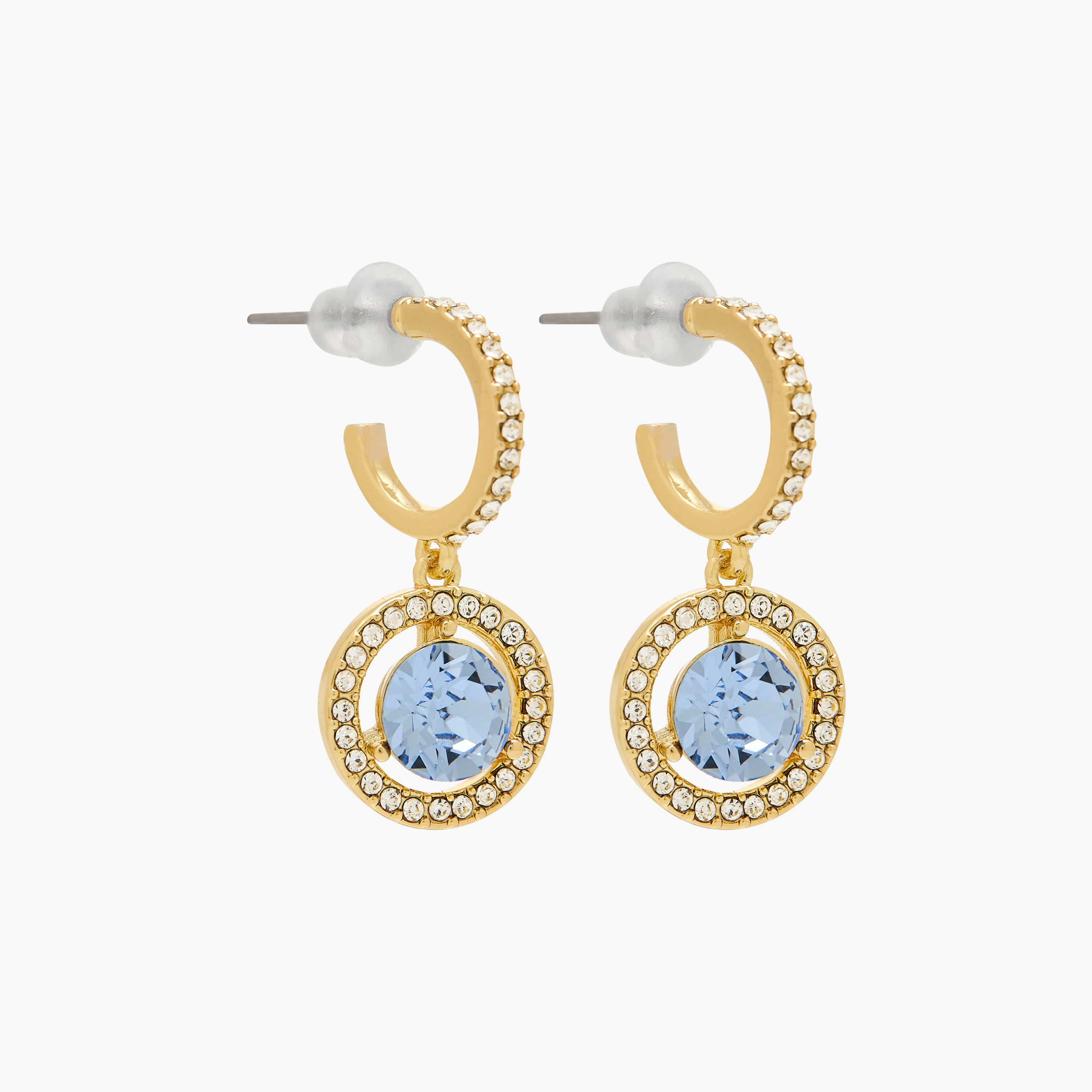 Gold Tone Swarovski Stone Embellished Hoop Earrings with Pushback Closure-women-watchesandjewellery-jewellery-earrings-image-2