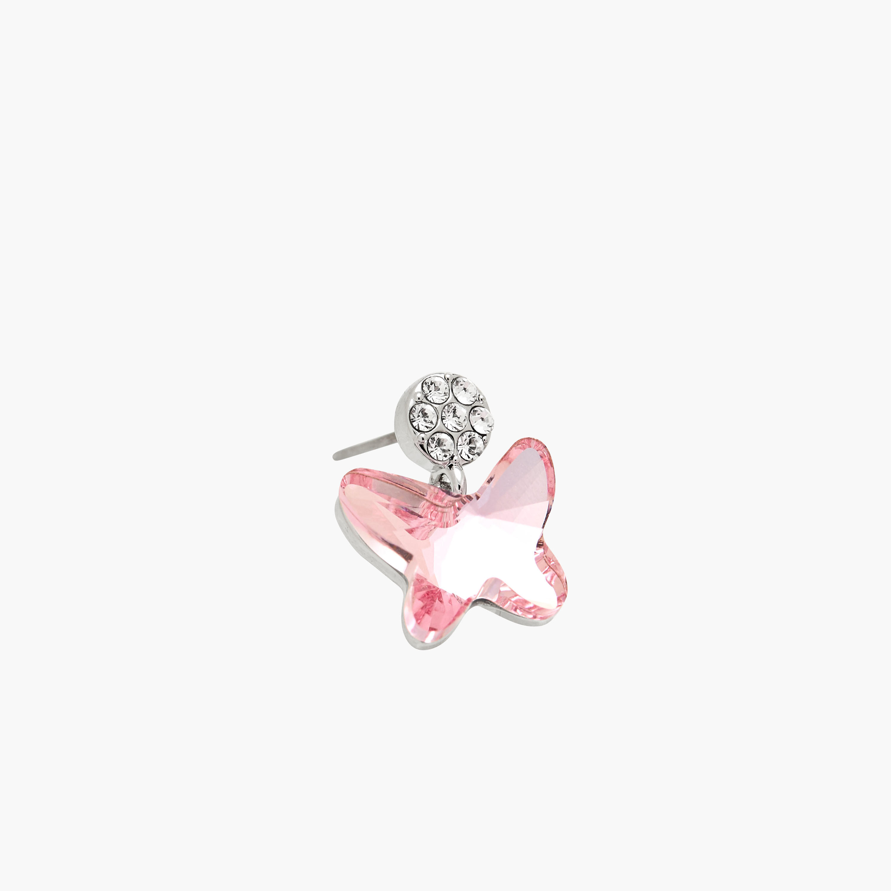 Silver Tone Swarovski Stone Embellished Butterfly Earrings with Pushback Closure-women-watchesandjewellery-jewellery-earrings-image-3