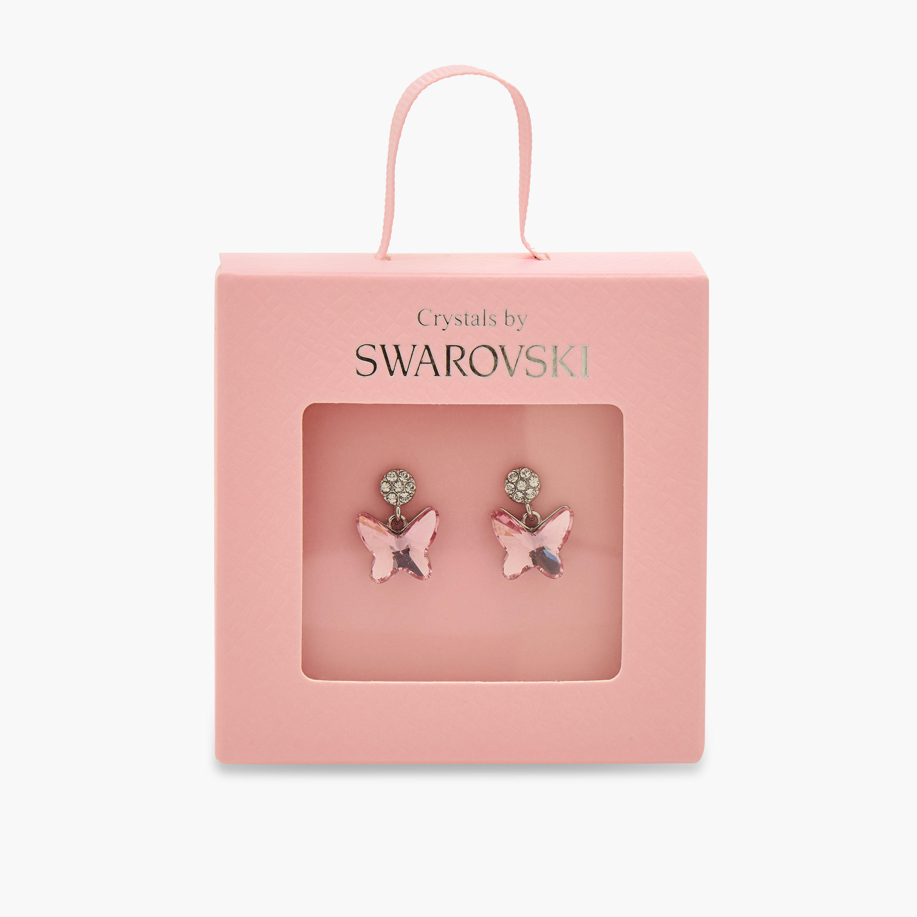 Silver Tone Swarovski Stone Embellished Butterfly Earrings with Pushback Closure-women-watchesandjewellery-jewellery-earrings-image-5