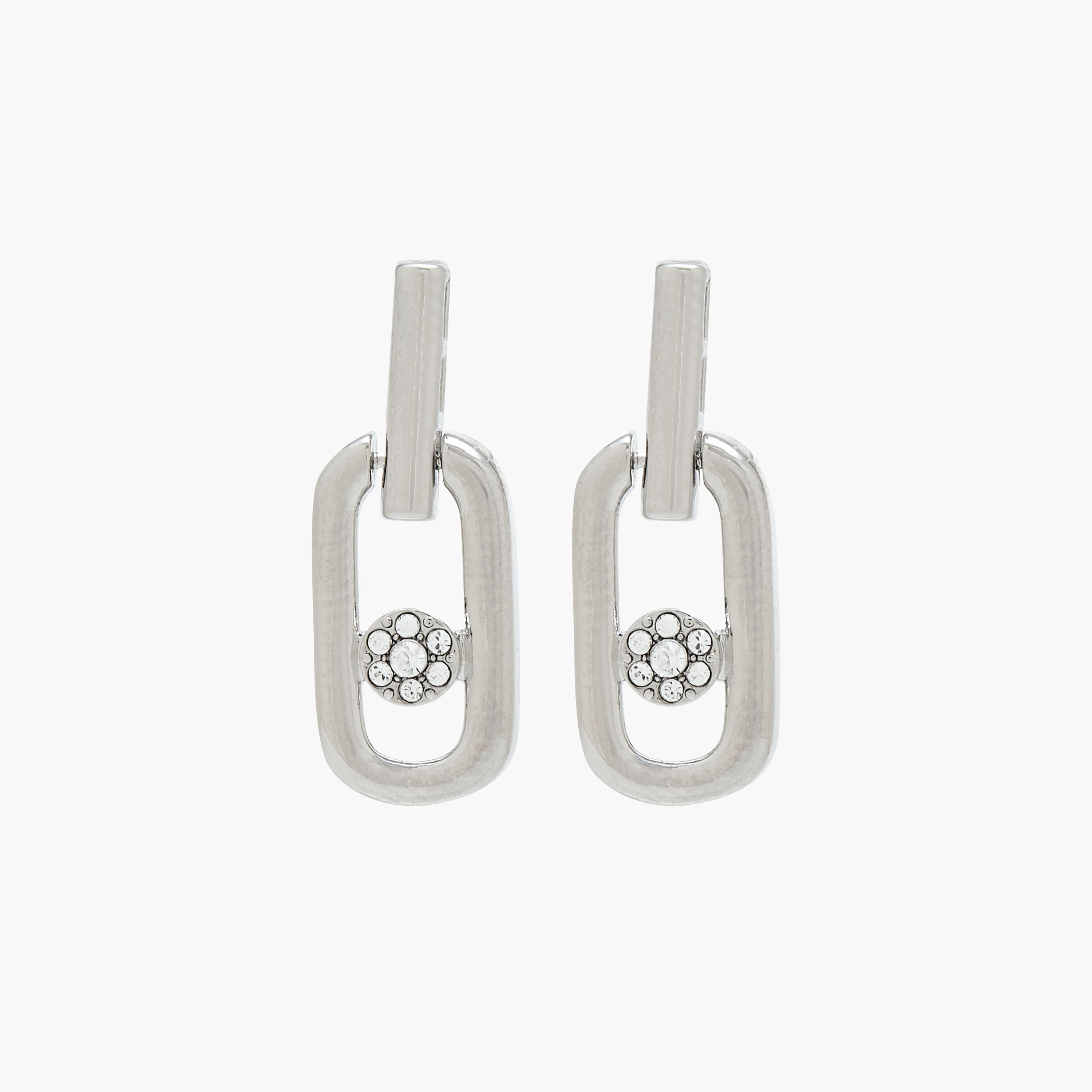 Silver Tone Swarovski Stone Embellished Dangling Earrings with Pushback Closure-women-watchesandjewellery-jewellery-earrings-image-1