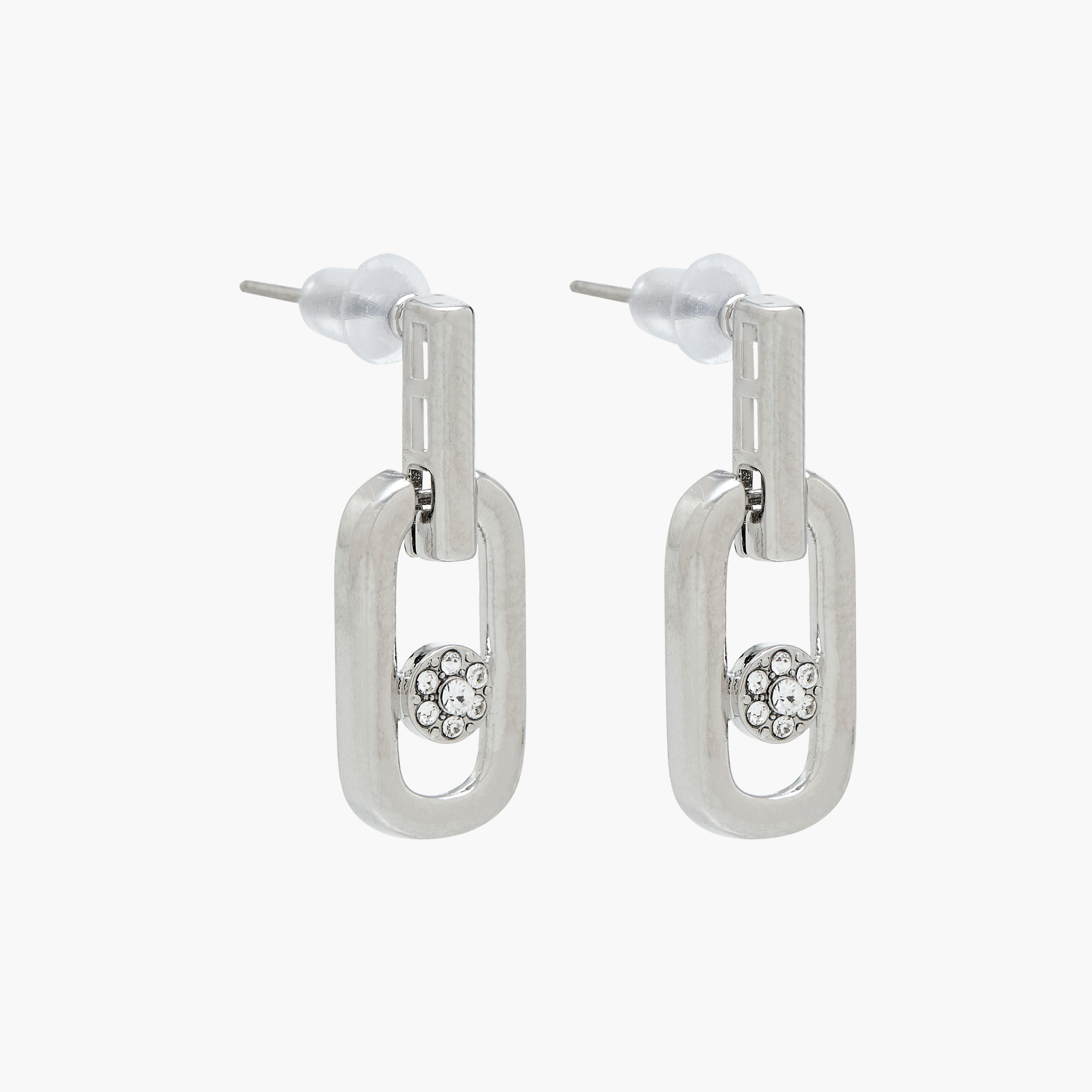 Silver Tone Swarovski Stone Embellished Dangling Earrings with Pushback Closure-women-watchesandjewellery-jewellery-earrings-image-2