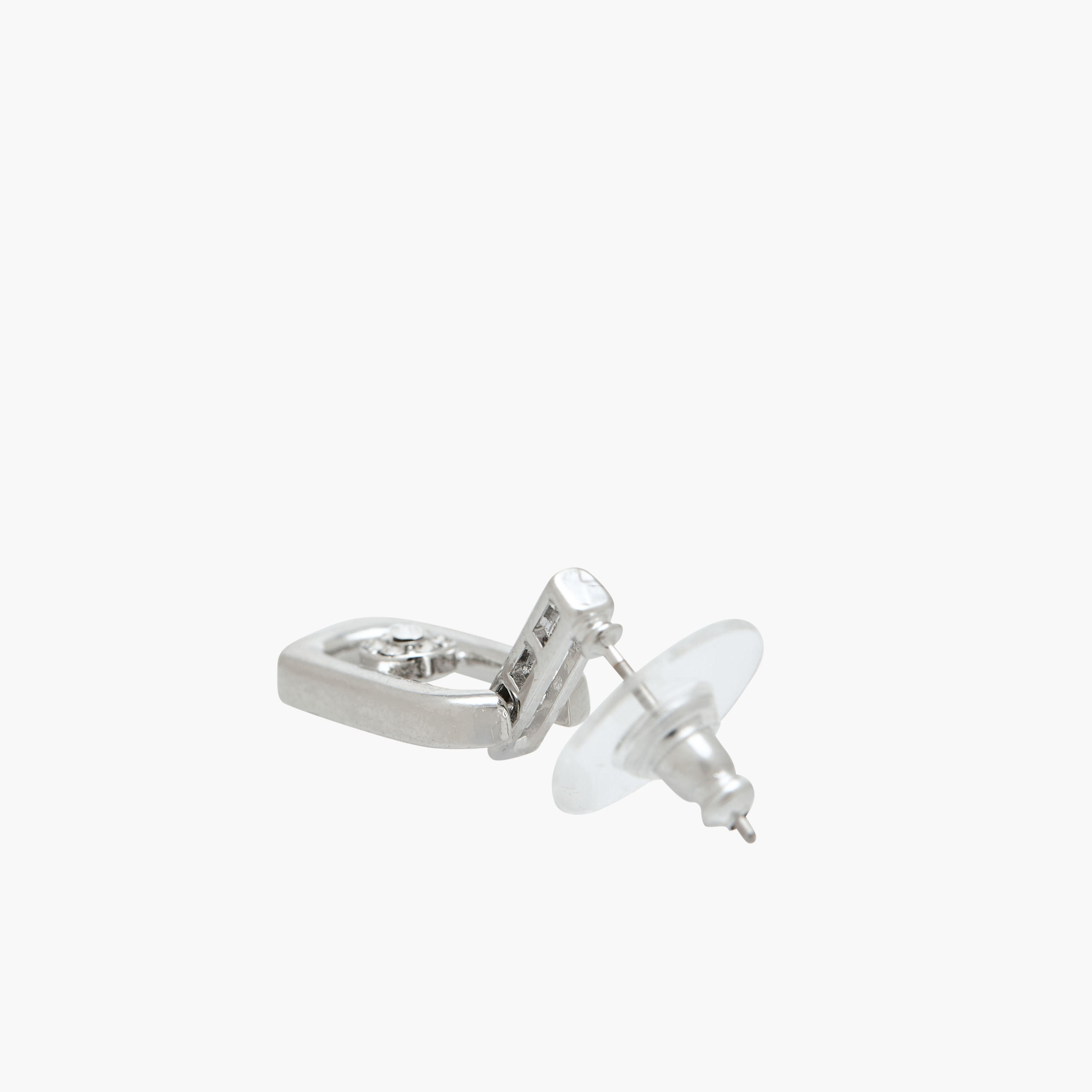Silver Tone Swarovski Stone Embellished Dangling Earrings with Pushback Closure-women-watchesandjewellery-jewellery-earrings-image-4