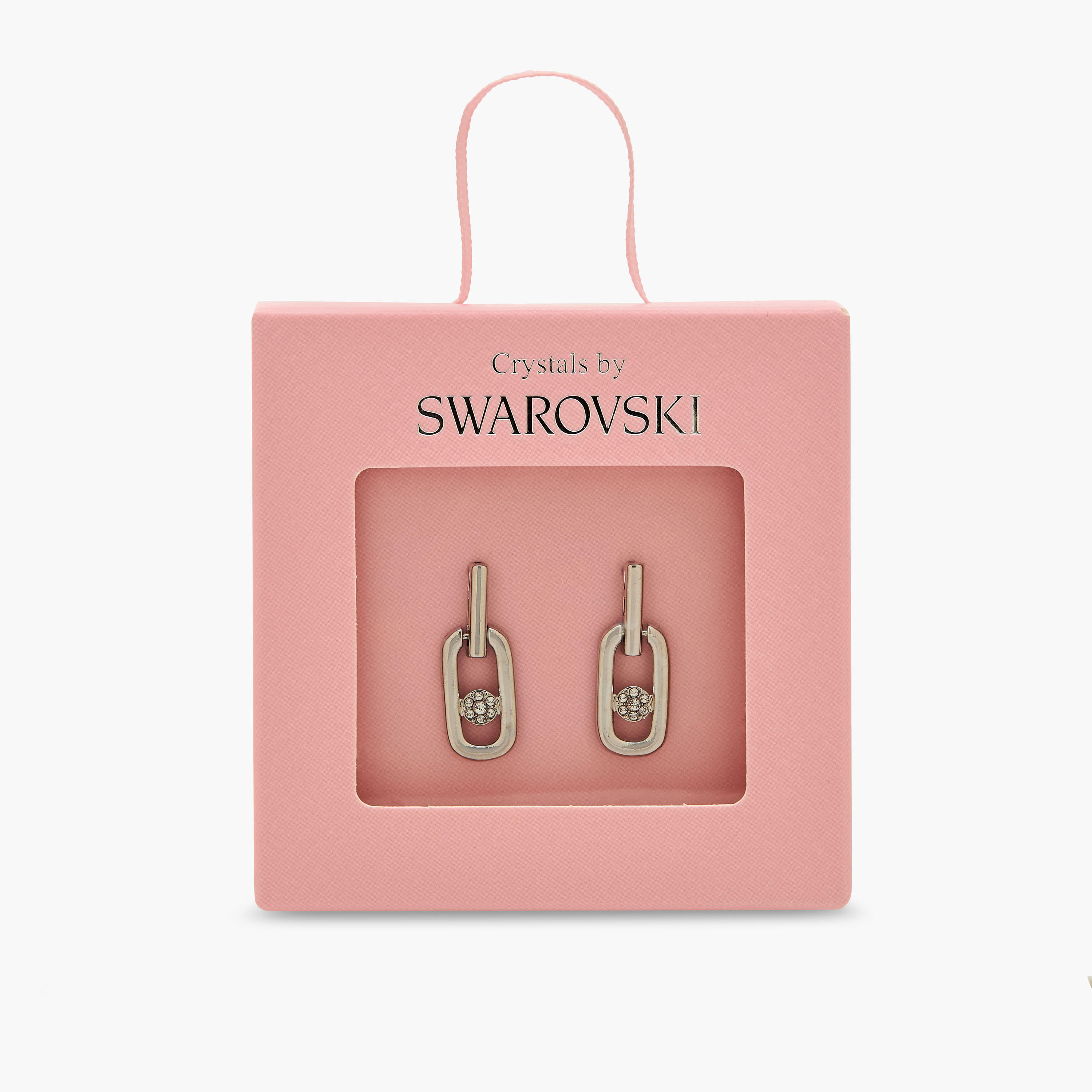 Silver Tone Swarovski Stone Embellished Dangling Earrings with Pushback Closure-women-watchesandjewellery-jewellery-earrings-image-5